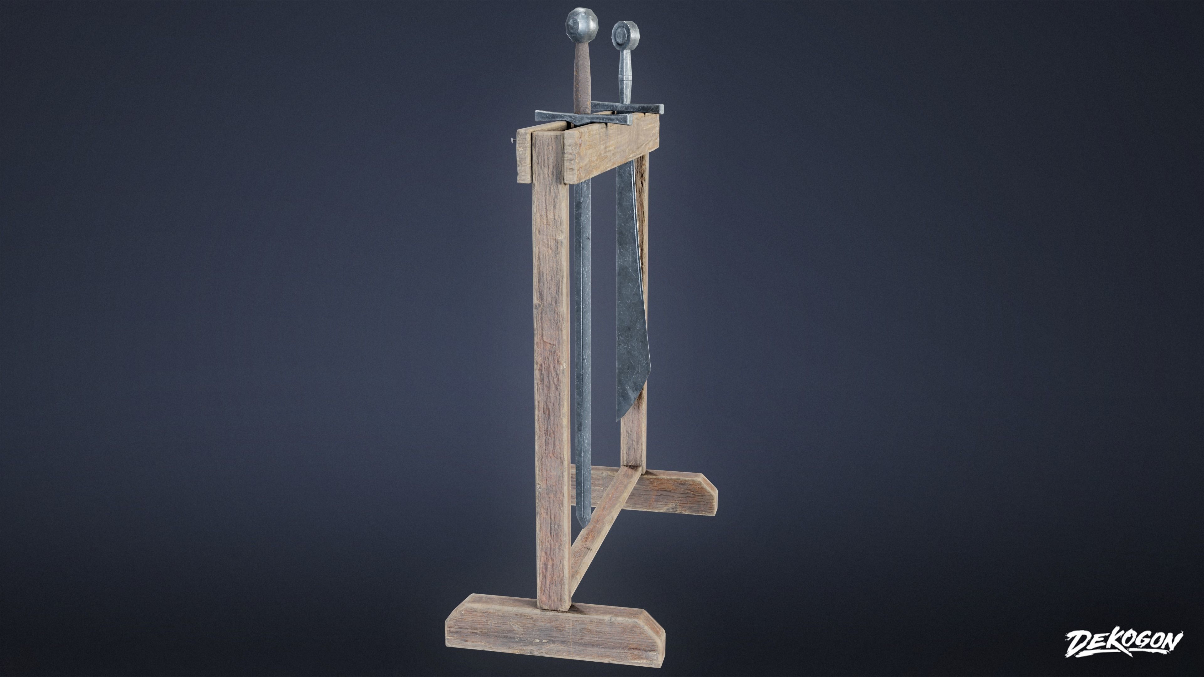 MEDIEVAL - Sword Rack 01 - LOW POLY Low-poly 3D model_3
