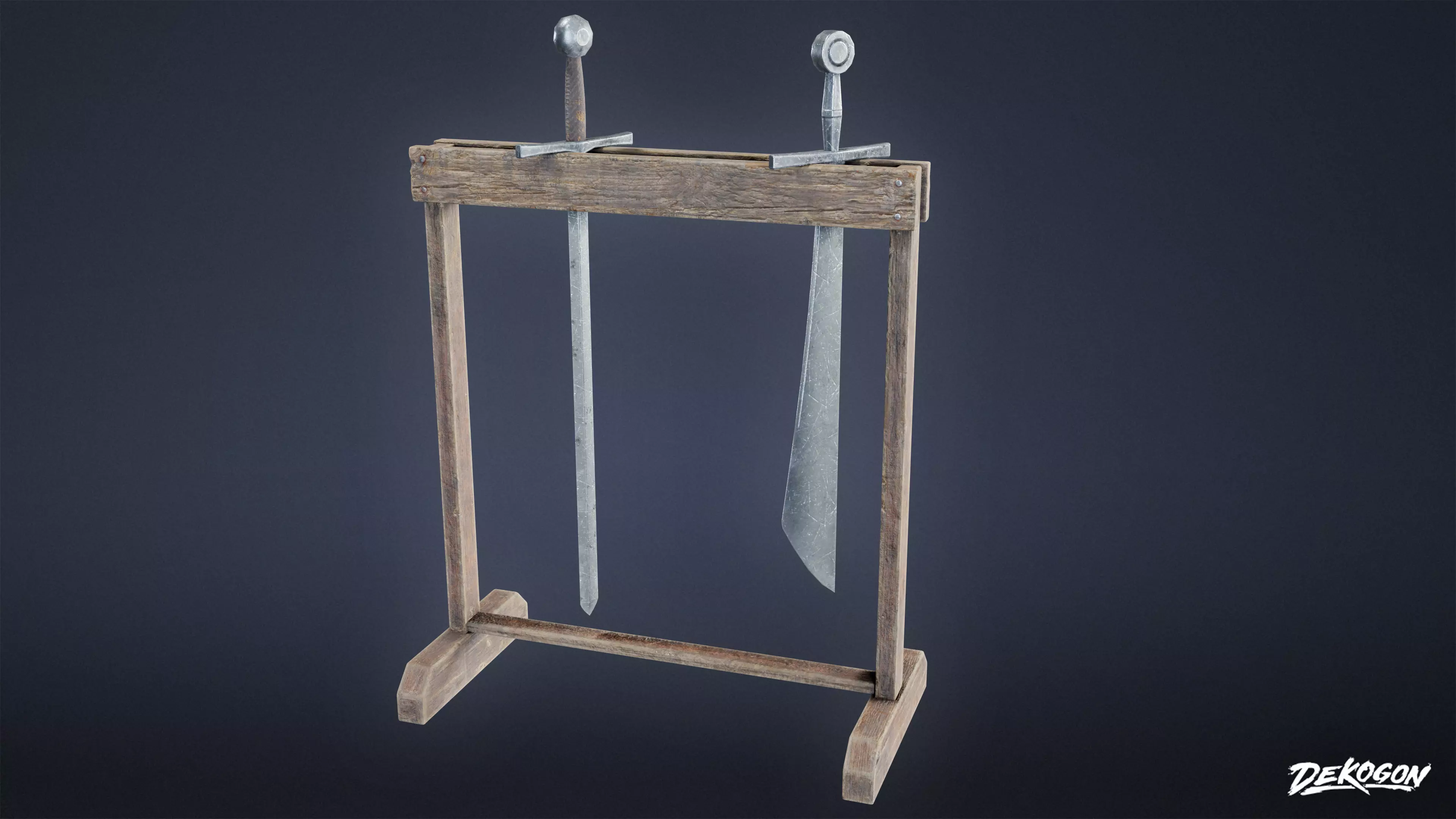 MEDIEVAL - Sword Rack 01 - LOW POLY Low-poly 3D model_0