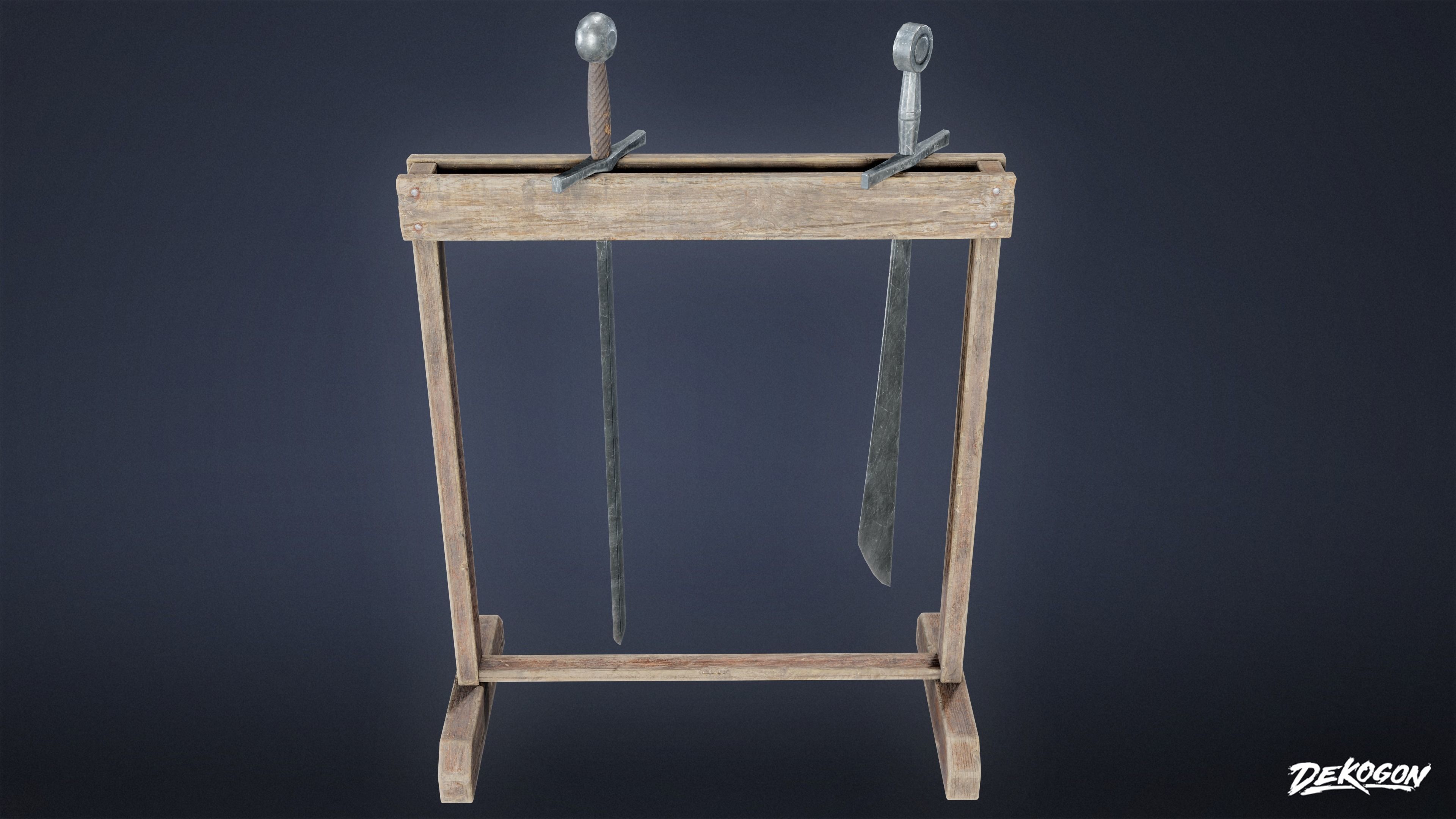 MEDIEVAL - Sword Rack 01 - LOW POLY Low-poly 3D model_6
