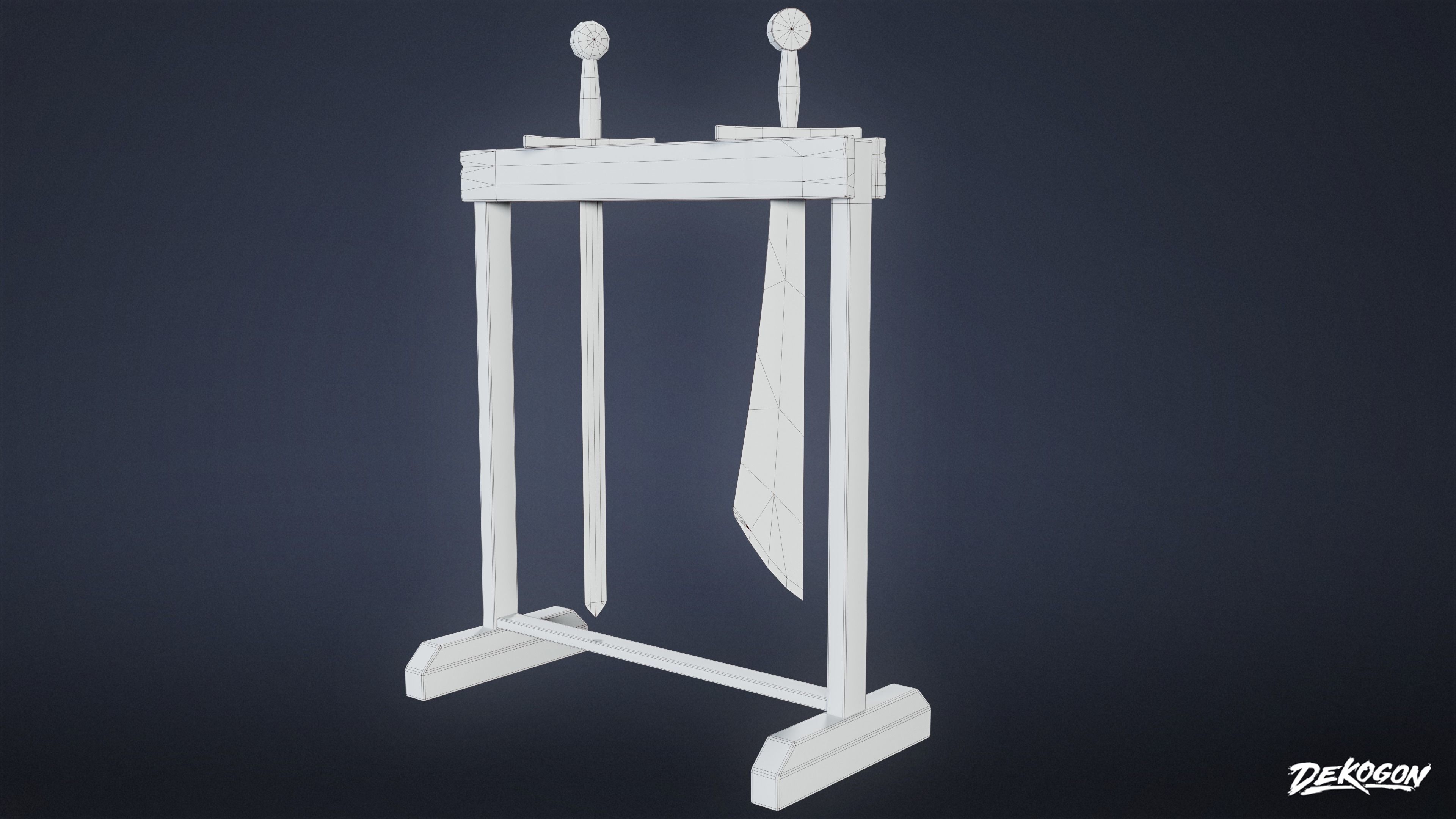 MEDIEVAL - Sword Rack 01 - LOW POLY Low-poly 3D model_8