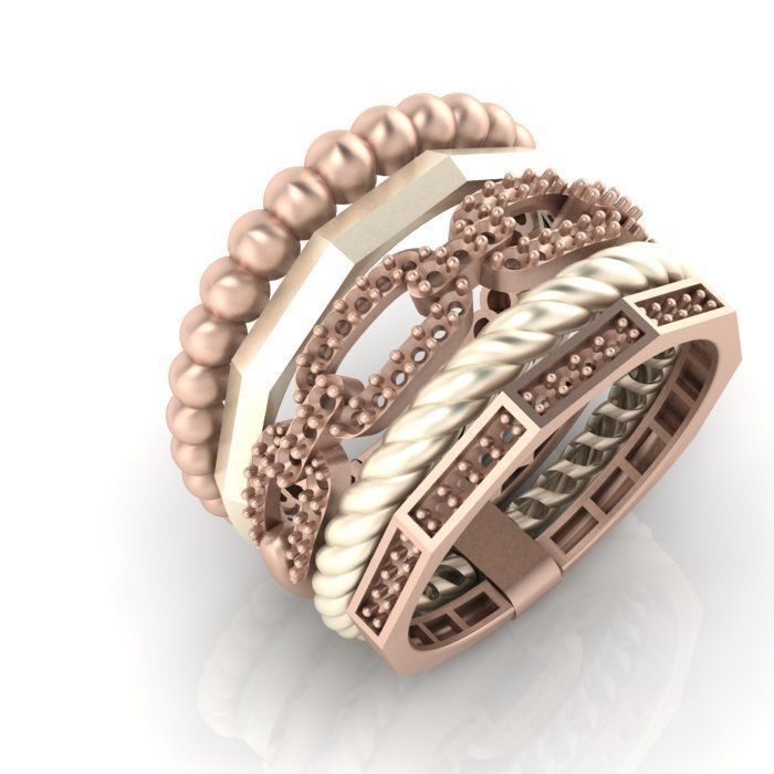 Multi-line-ring 3D print model_3