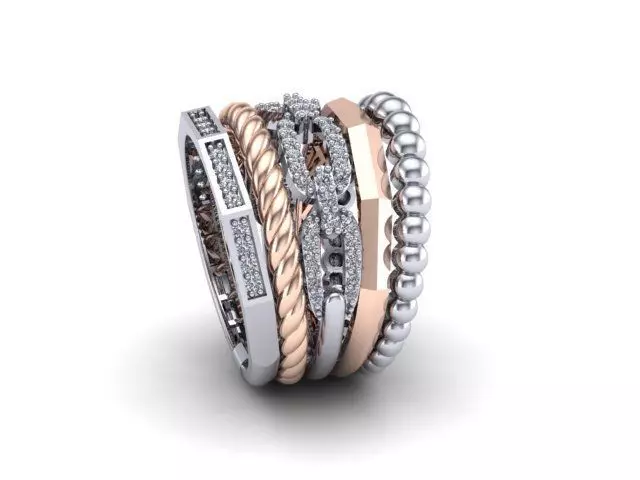 Multi-line-ring 3D print model_0