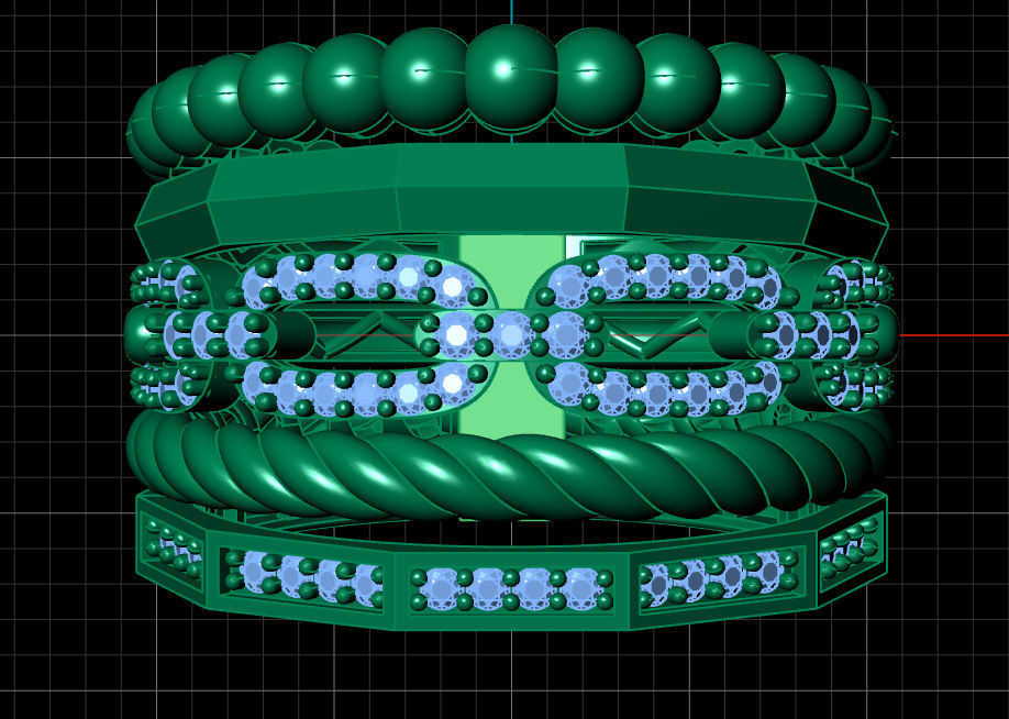 Multi-line-ring 3D print model_5
