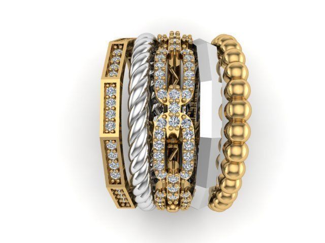 Multi-line-ring 3D print model_2