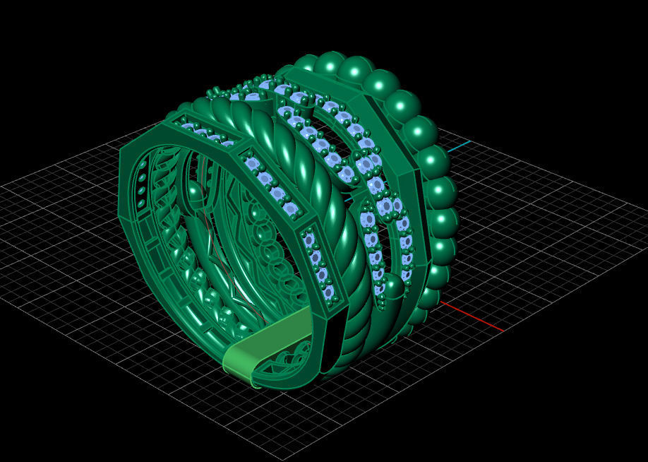 Multi-line-ring 3D print model_4