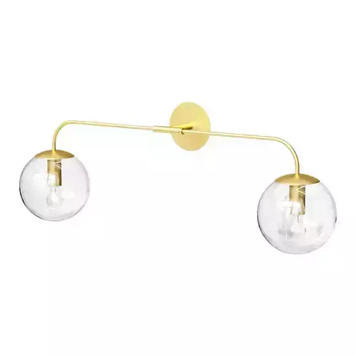 Lamp with two sconces made of brass and glass Moricio