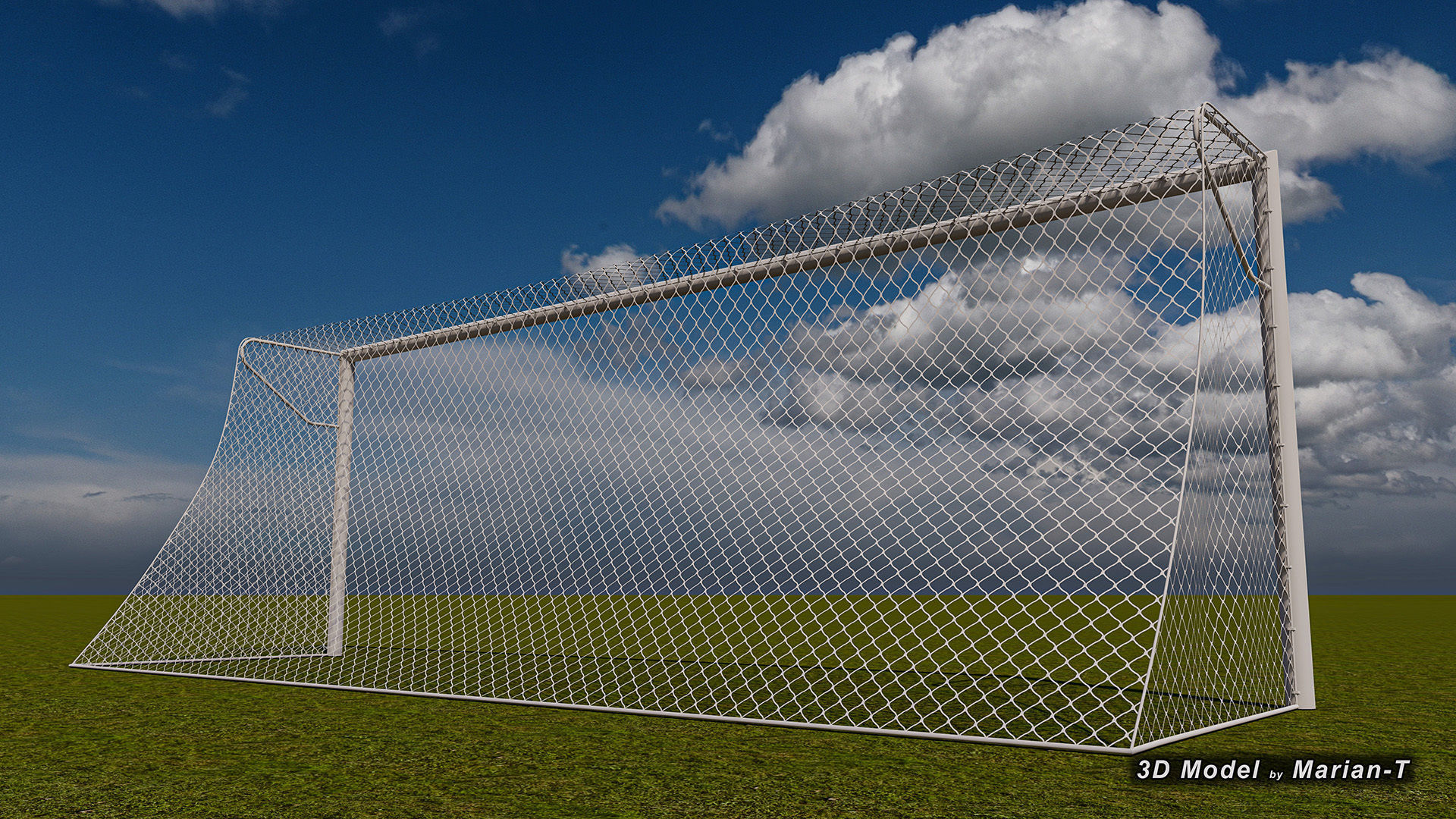 Football - Soccer Goal - No ropes support Low-poly 3D model_3
