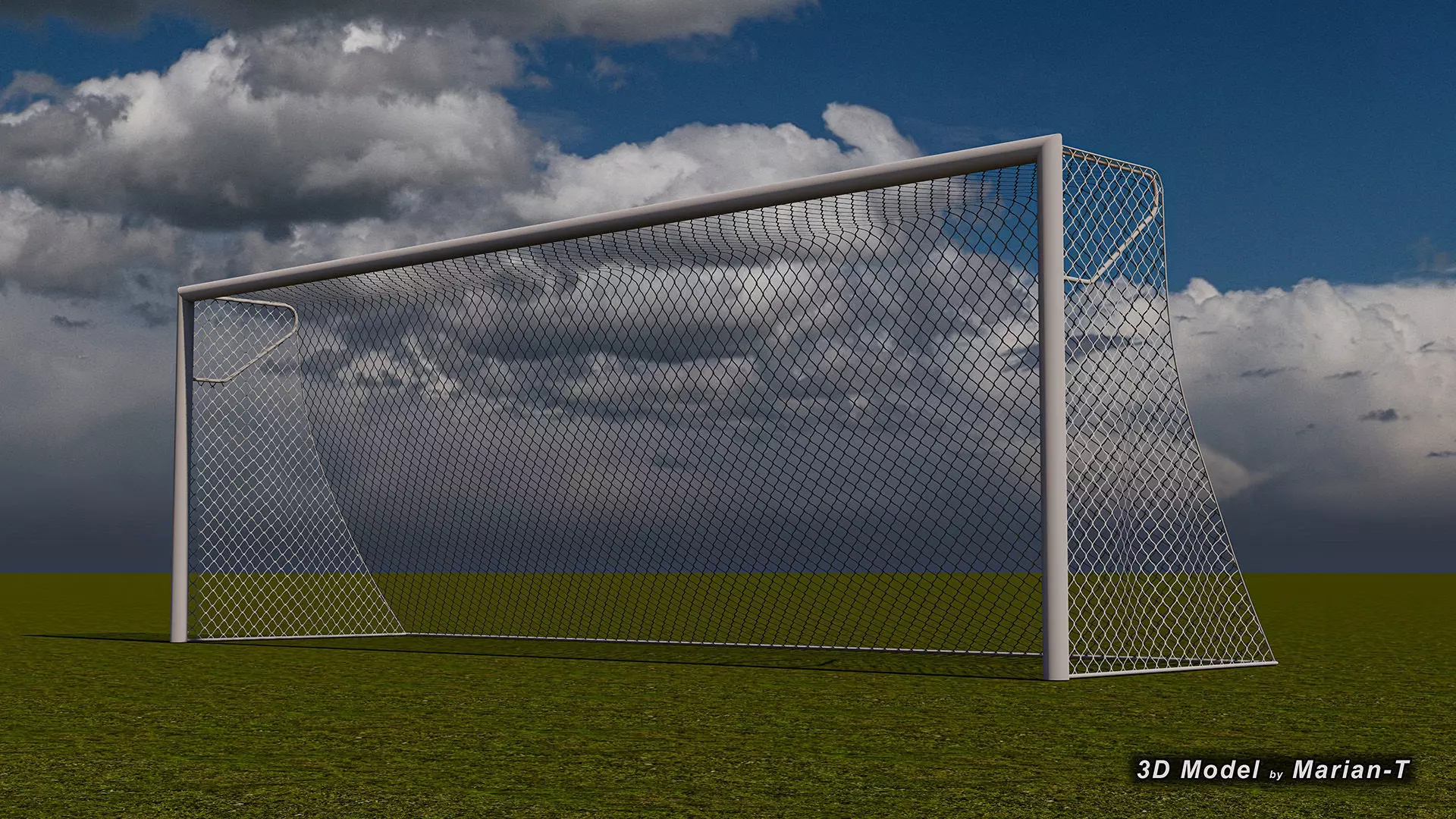 Football - Soccer Goal - No ropes support Low-poly 3D model_0