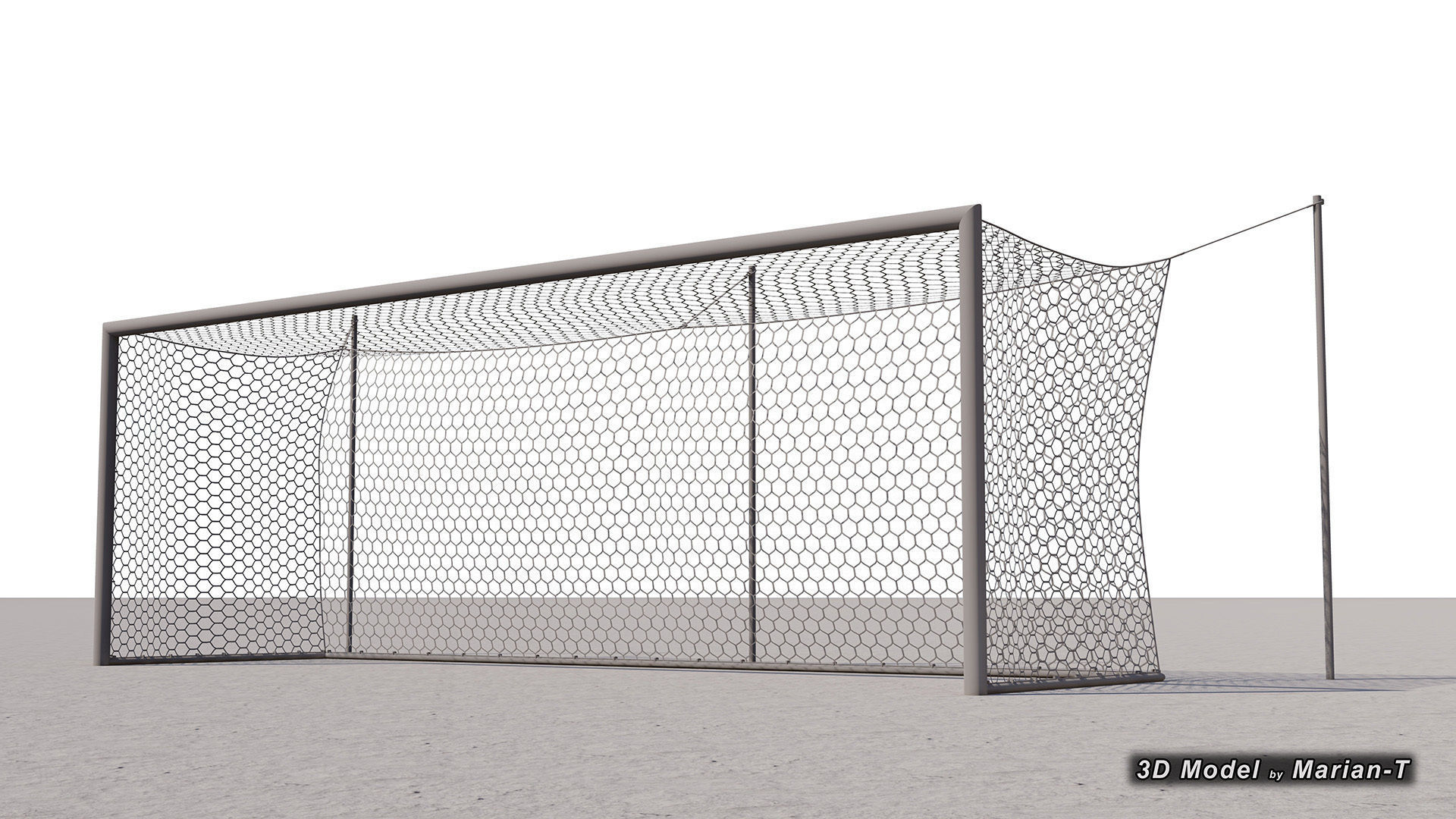 Football - Soccer Goal - Ropes support Low-poly 3D model_6