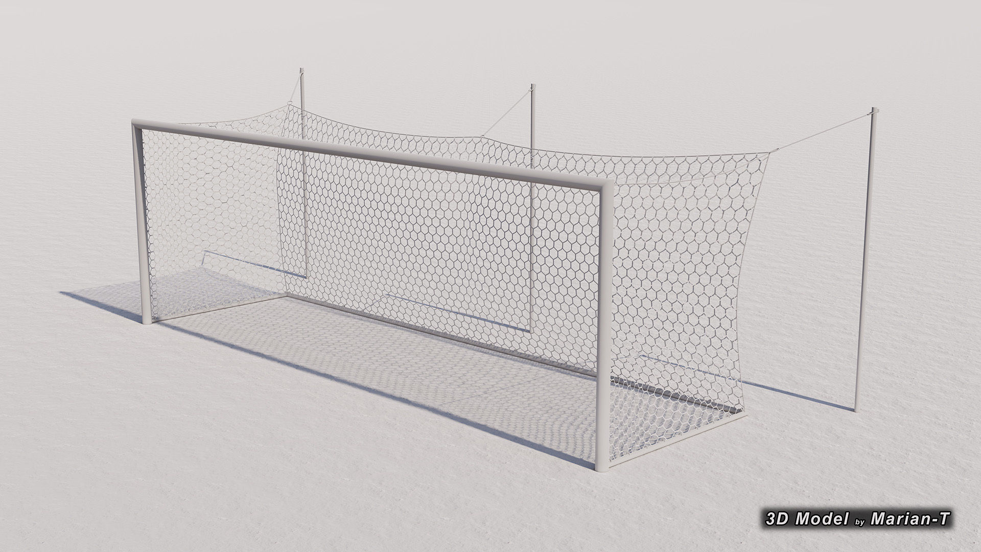 Football - Soccer Goal - Ropes support Low-poly 3D model_1