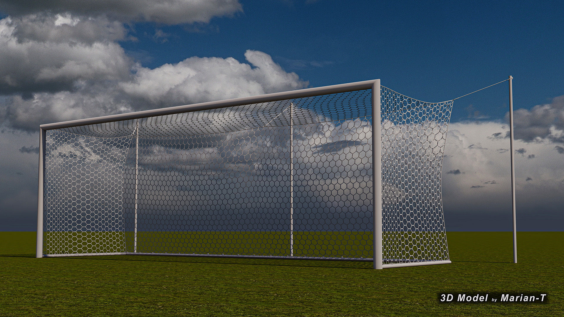 Football - Soccer Goal - Ropes support Low-poly 3D model_5