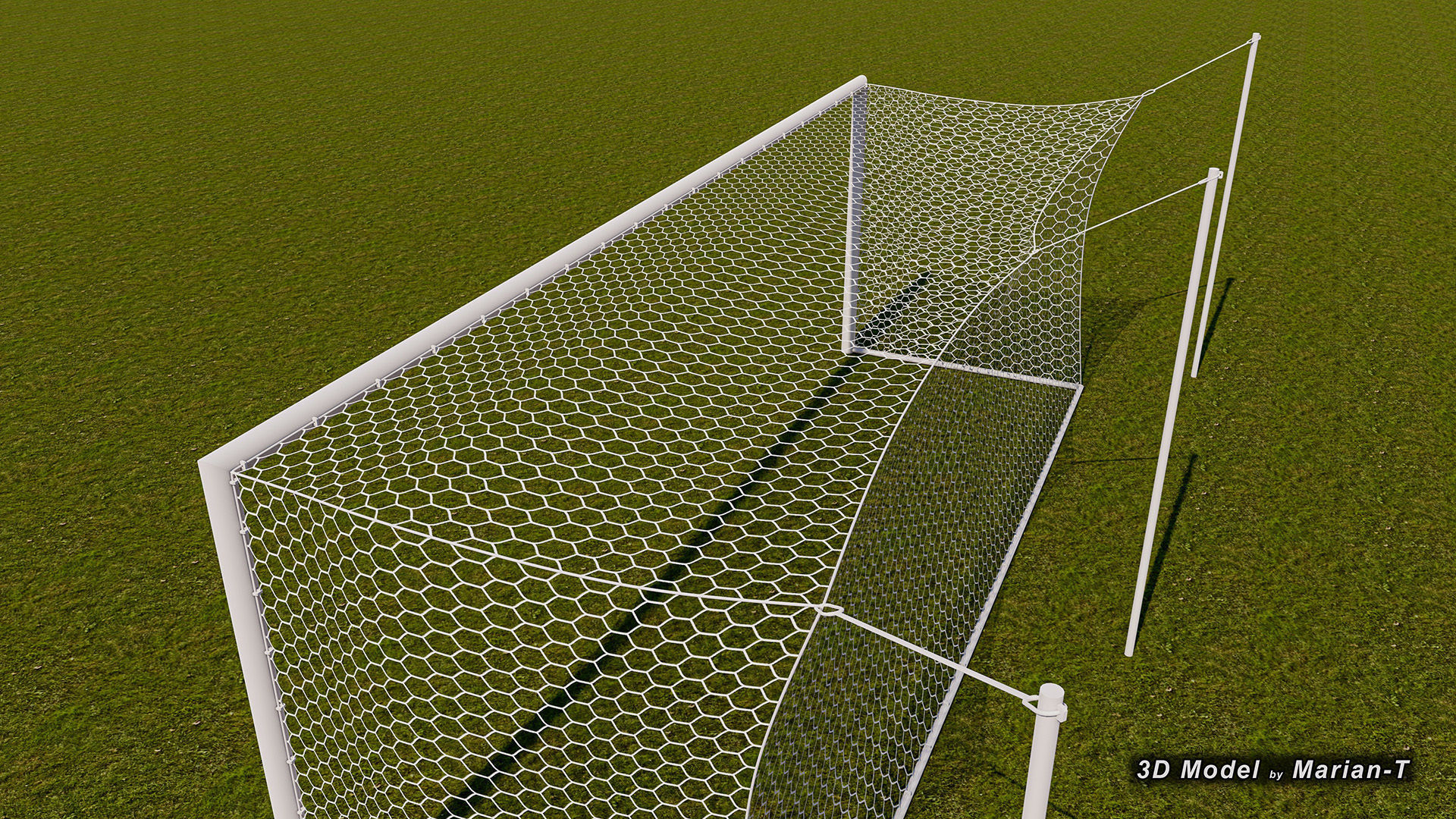 Football - Soccer Goal - Ropes support Low-poly 3D model_3