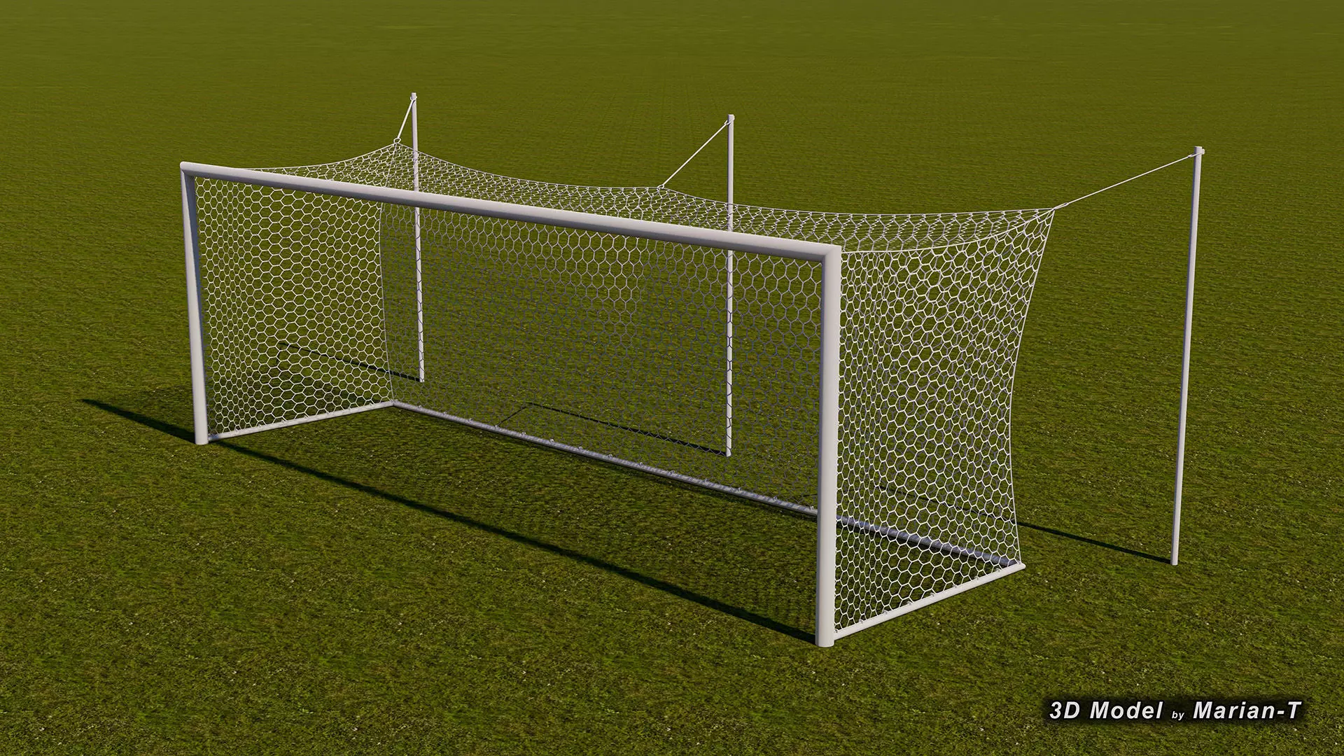 Football - Soccer Goal - Ropes support Low-poly 3D model_0