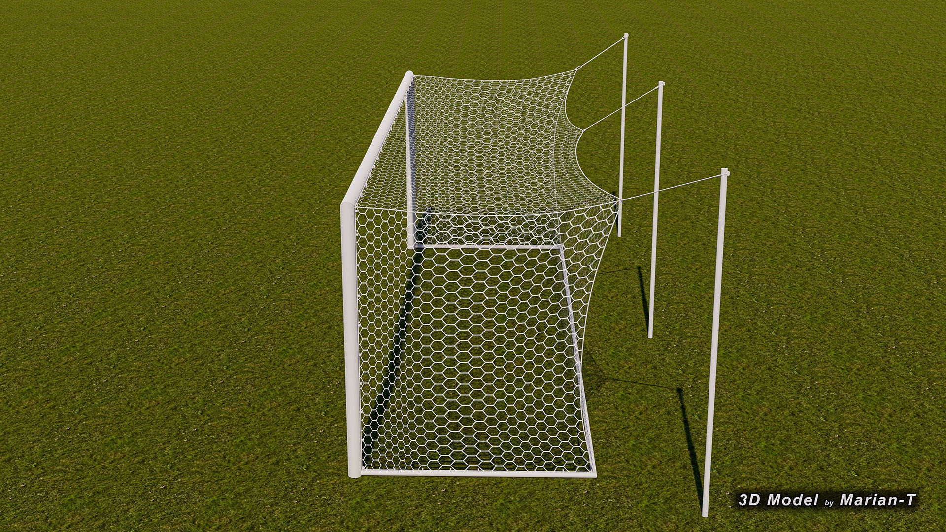Football - Soccer Goal - Ropes support Low-poly 3D model_4