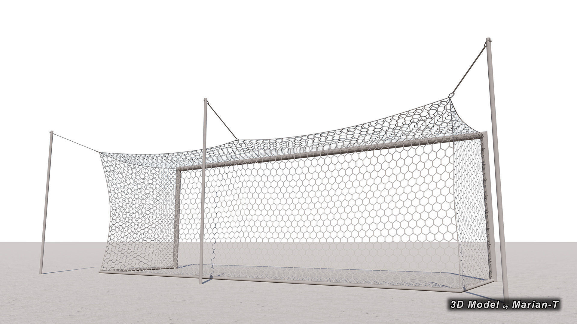 Football - Soccer Goal - Ropes support Low-poly 3D model_8