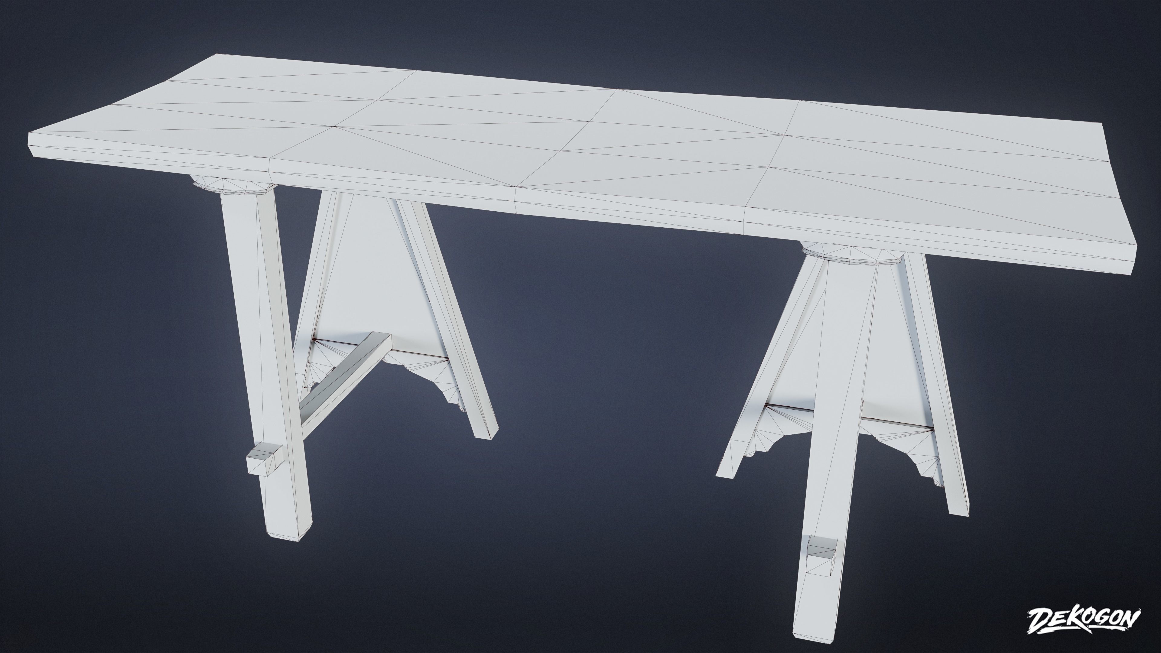 MEDIEVAL - Table 03 - LOW POLY Low-poly 3D model_7