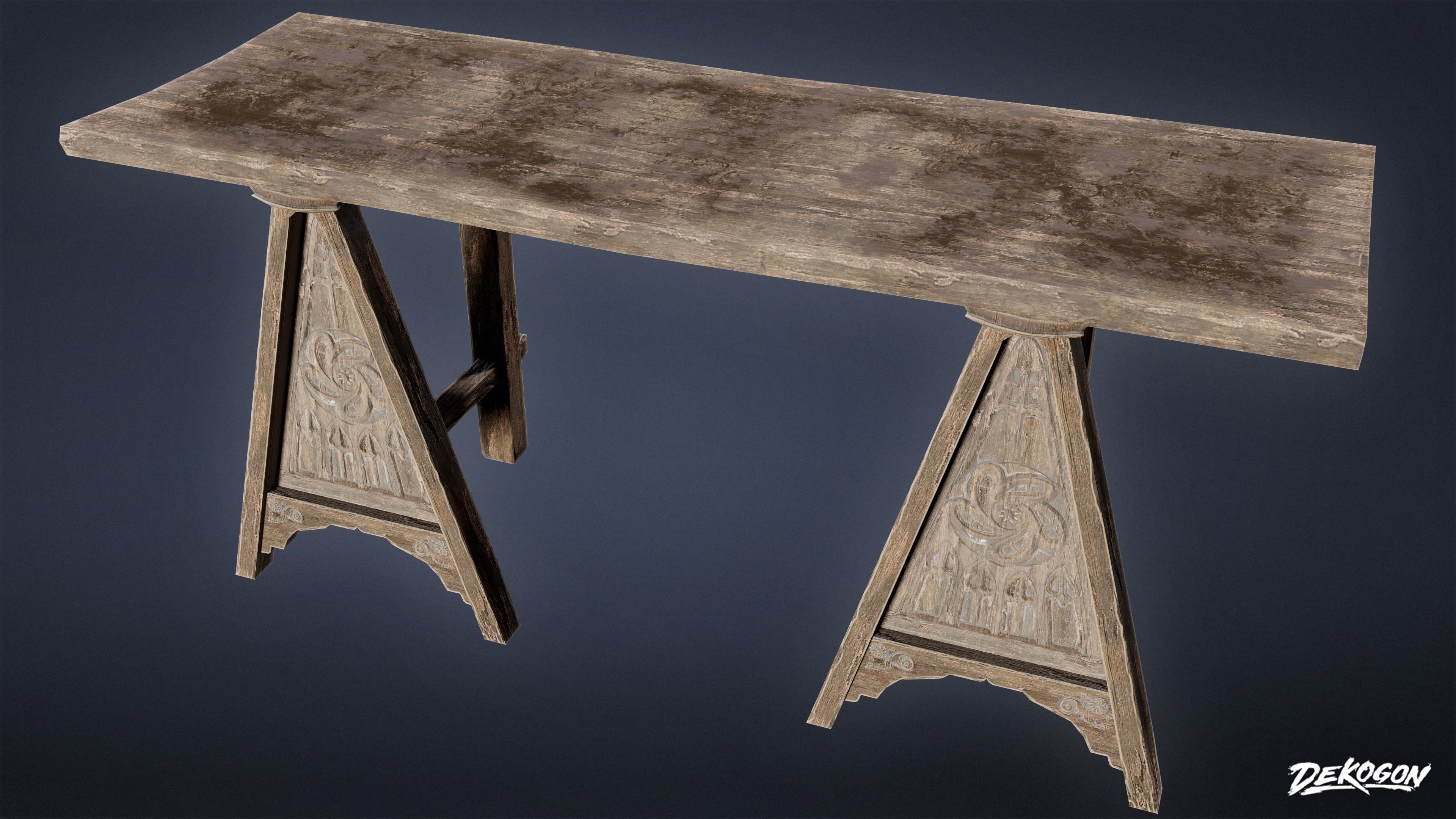 MEDIEVAL - Table 03 - LOW POLY Low-poly 3D model_4