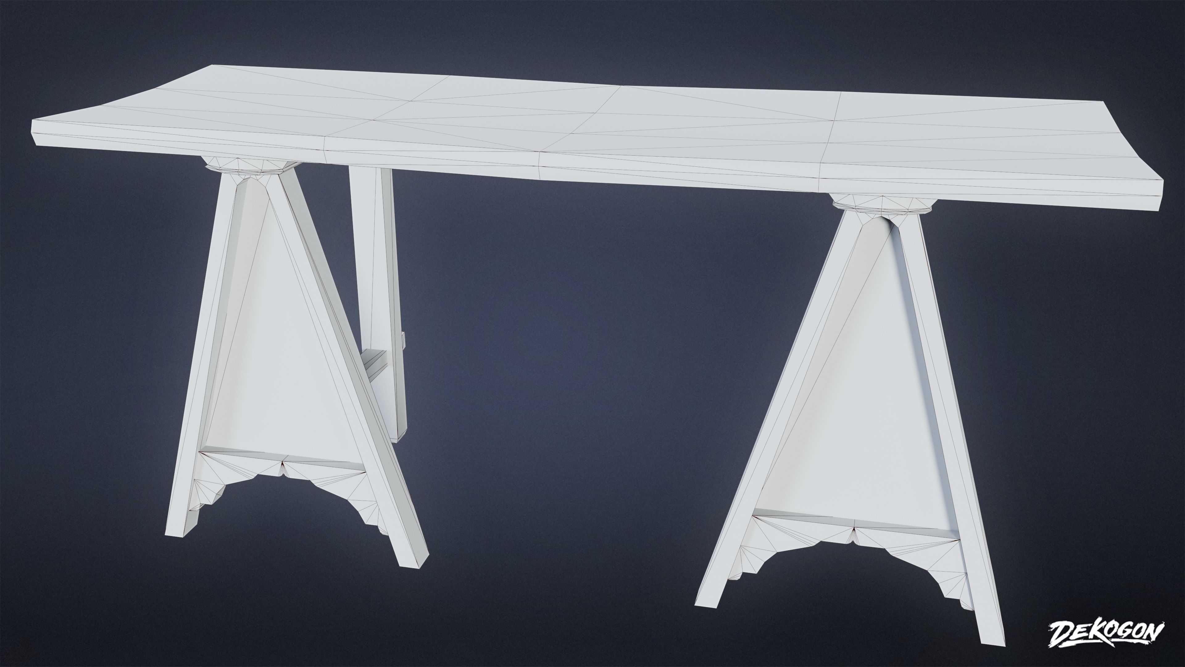 MEDIEVAL - Table 03 - LOW POLY Low-poly 3D model_8