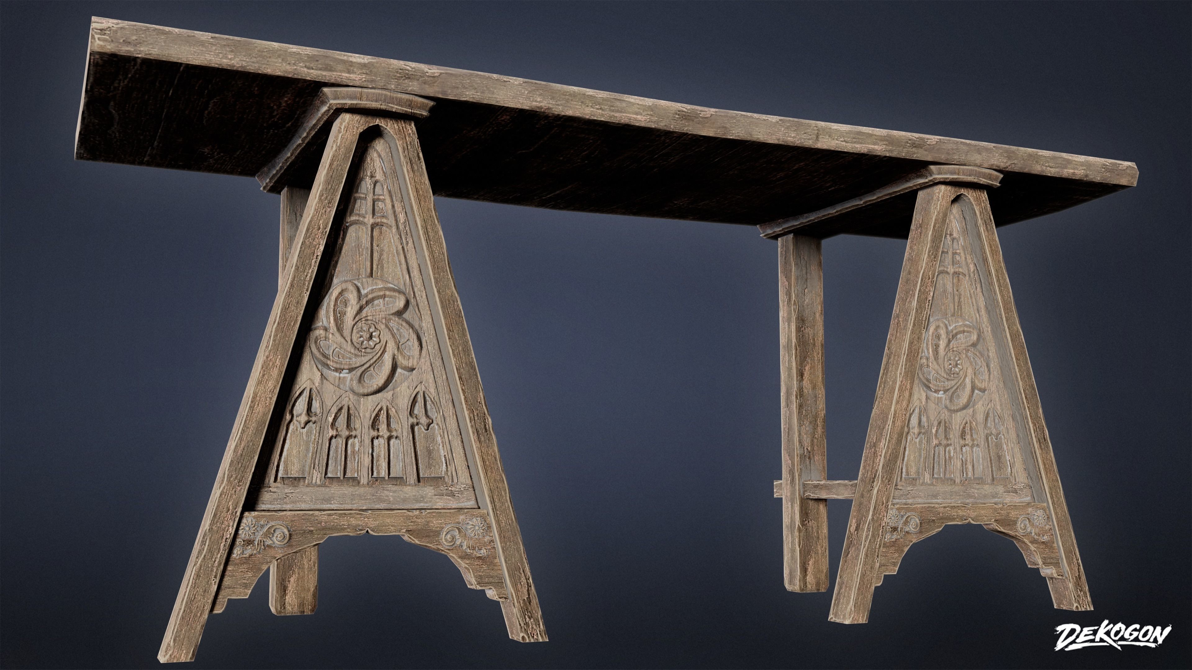 MEDIEVAL - Table 03 - LOW POLY Low-poly 3D model_5