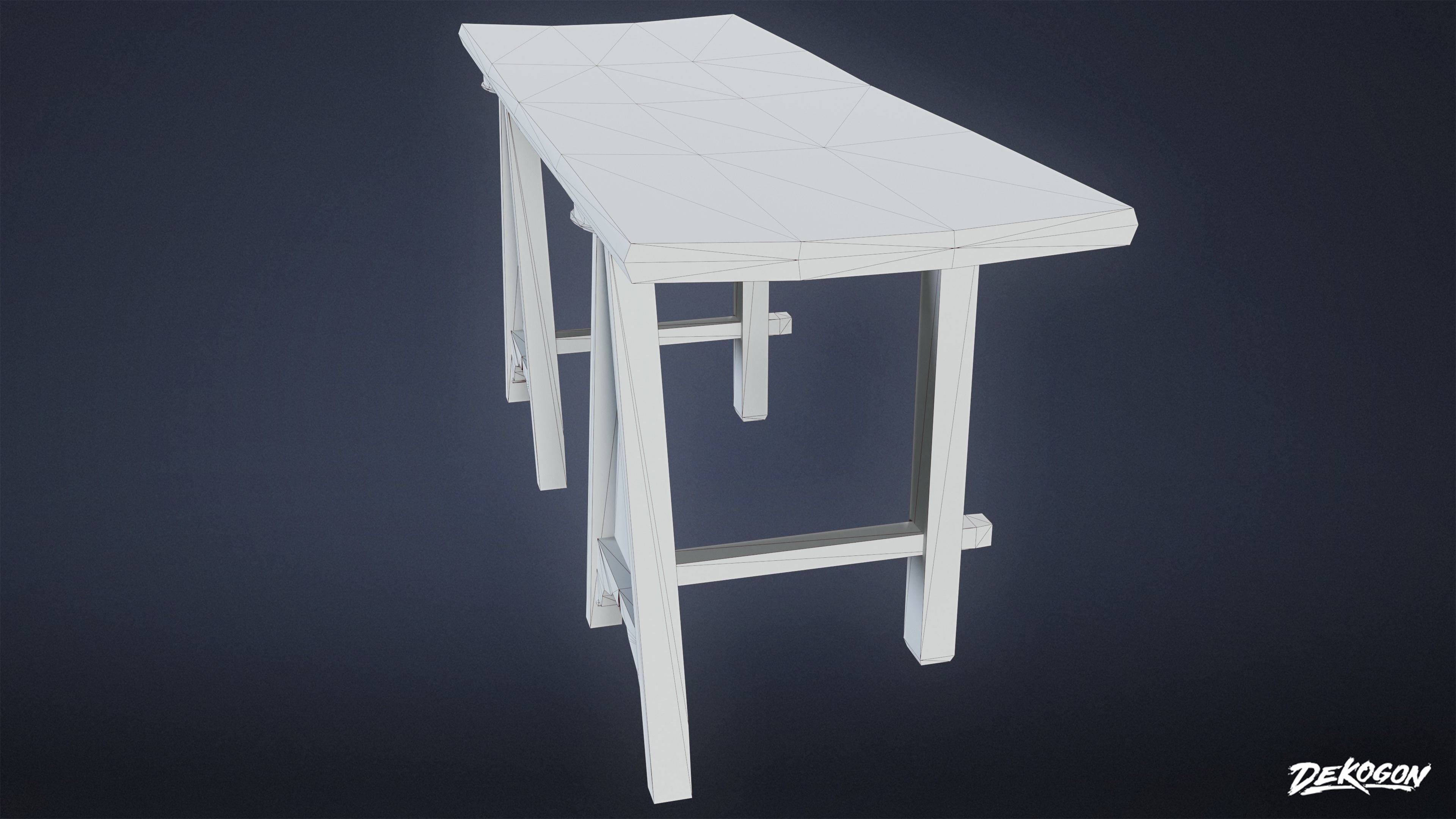 MEDIEVAL - Table 03 - LOW POLY Low-poly 3D model_9