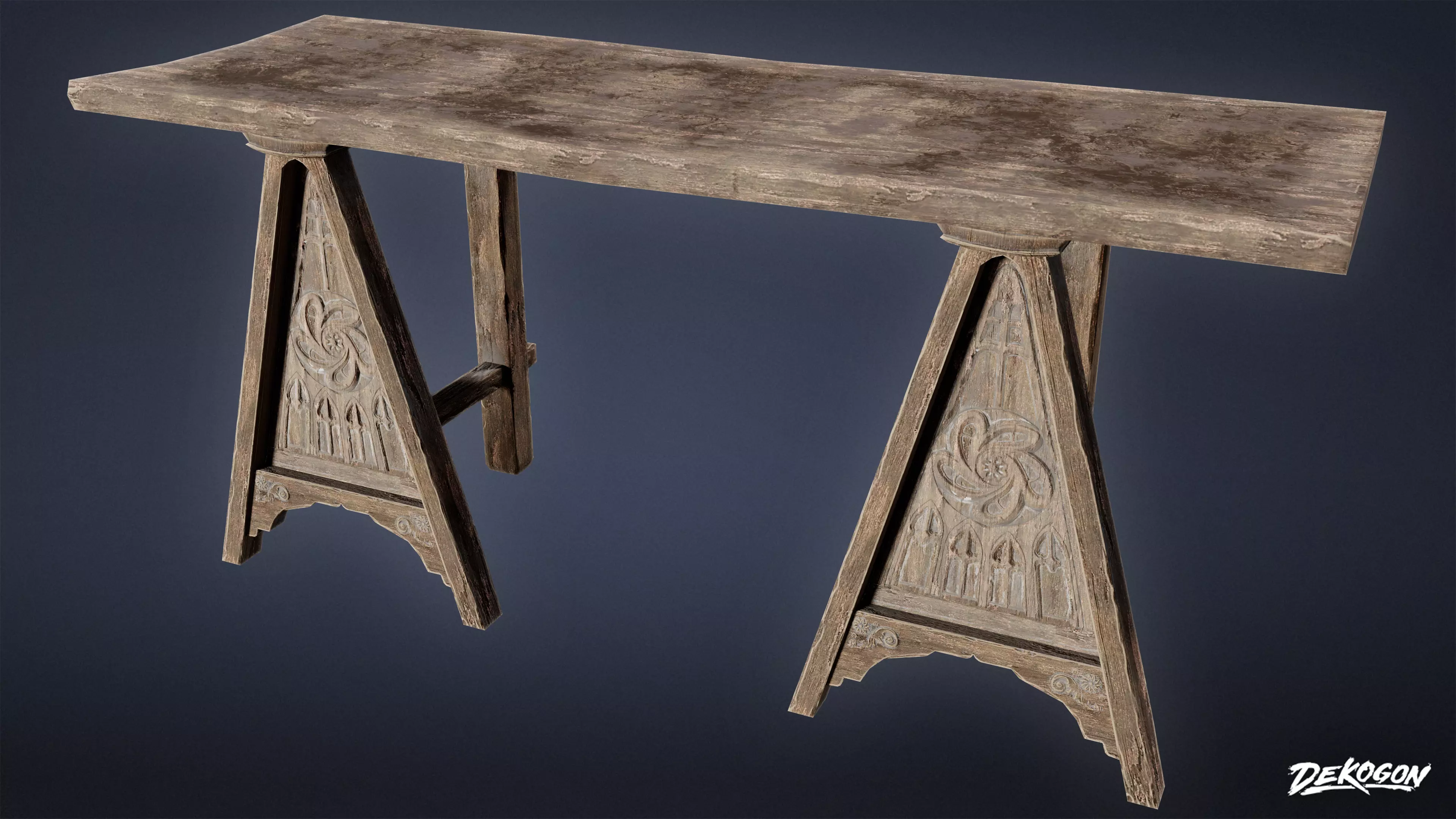MEDIEVAL - Table 03 - LOW POLY Low-poly 3D model_0