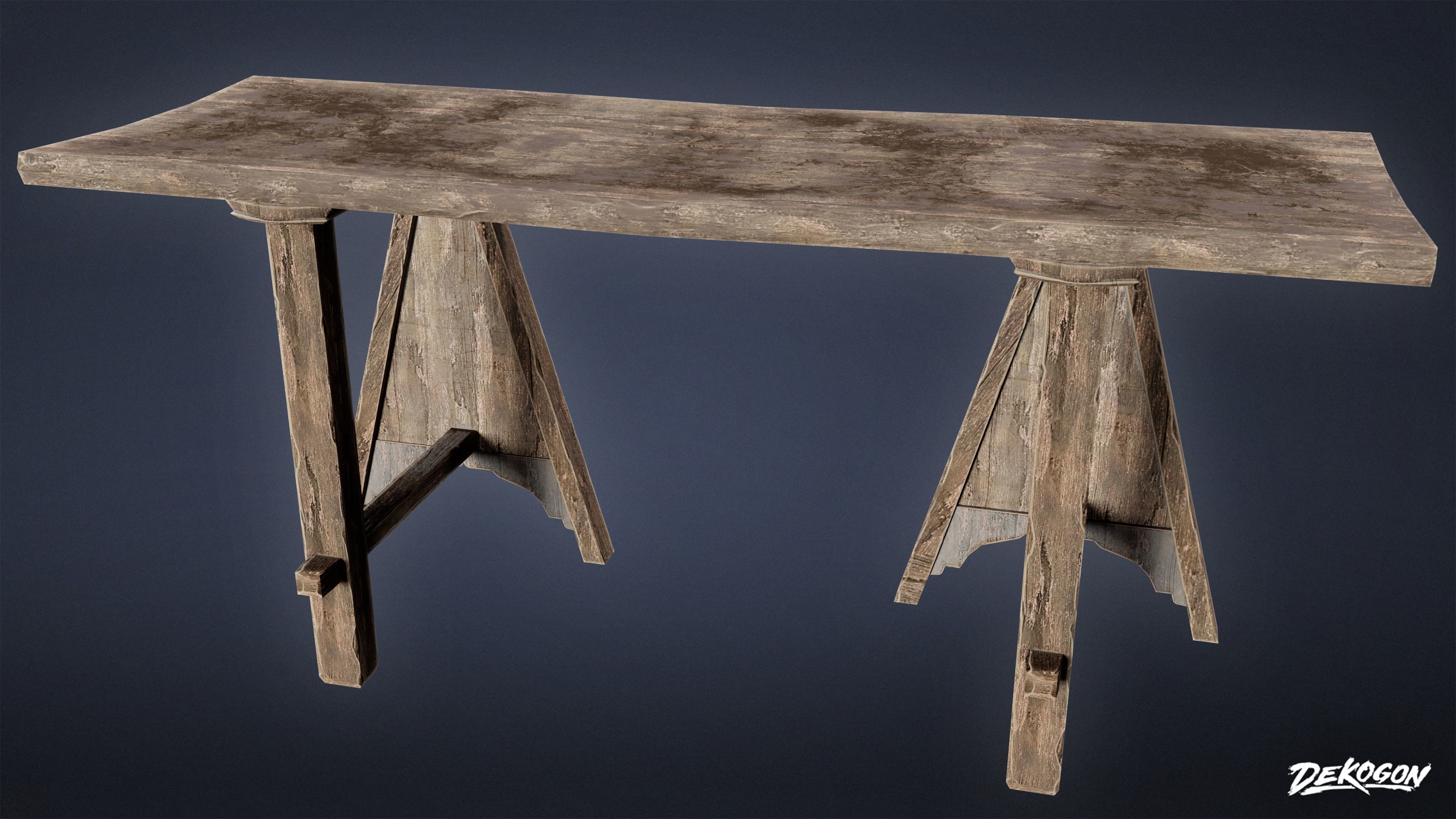 MEDIEVAL - Table 03 - LOW POLY Low-poly 3D model_3