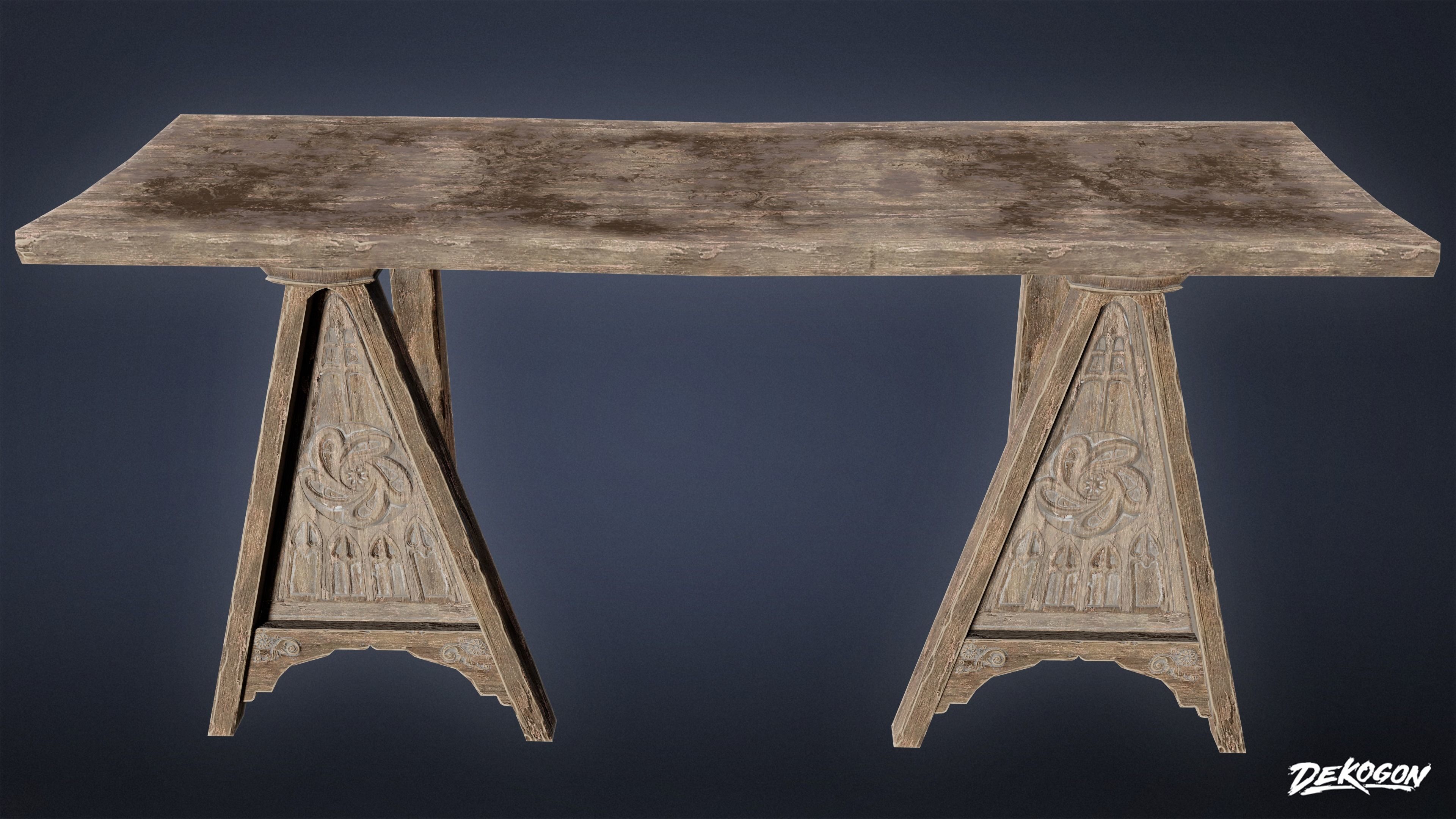 MEDIEVAL - Table 03 - LOW POLY Low-poly 3D model_1