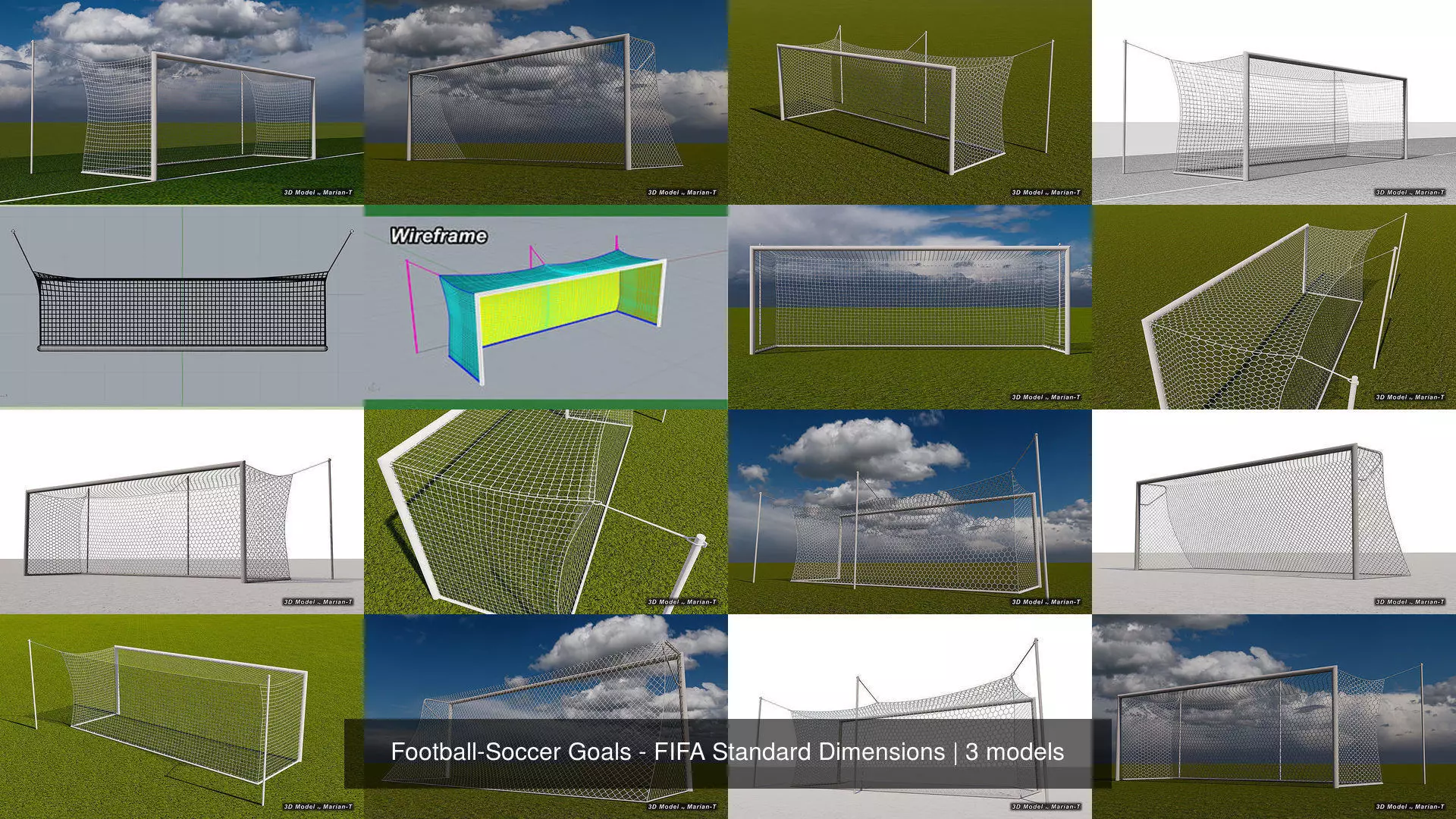 Football-Soccer Goals - FIFA Standard Dimensions 3D Model Collection_0