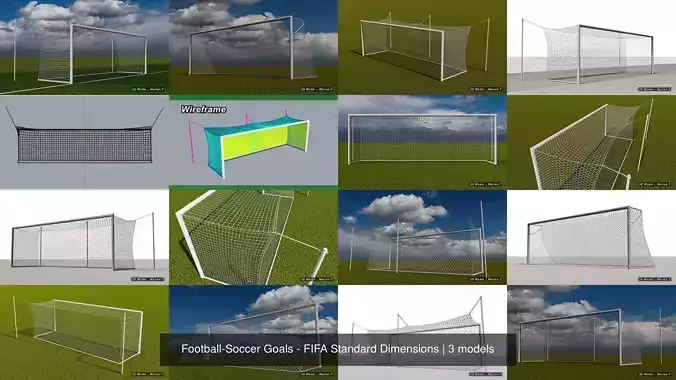 Football-Soccer Goals - FIFA Standard Dimensions 3D Model Collection