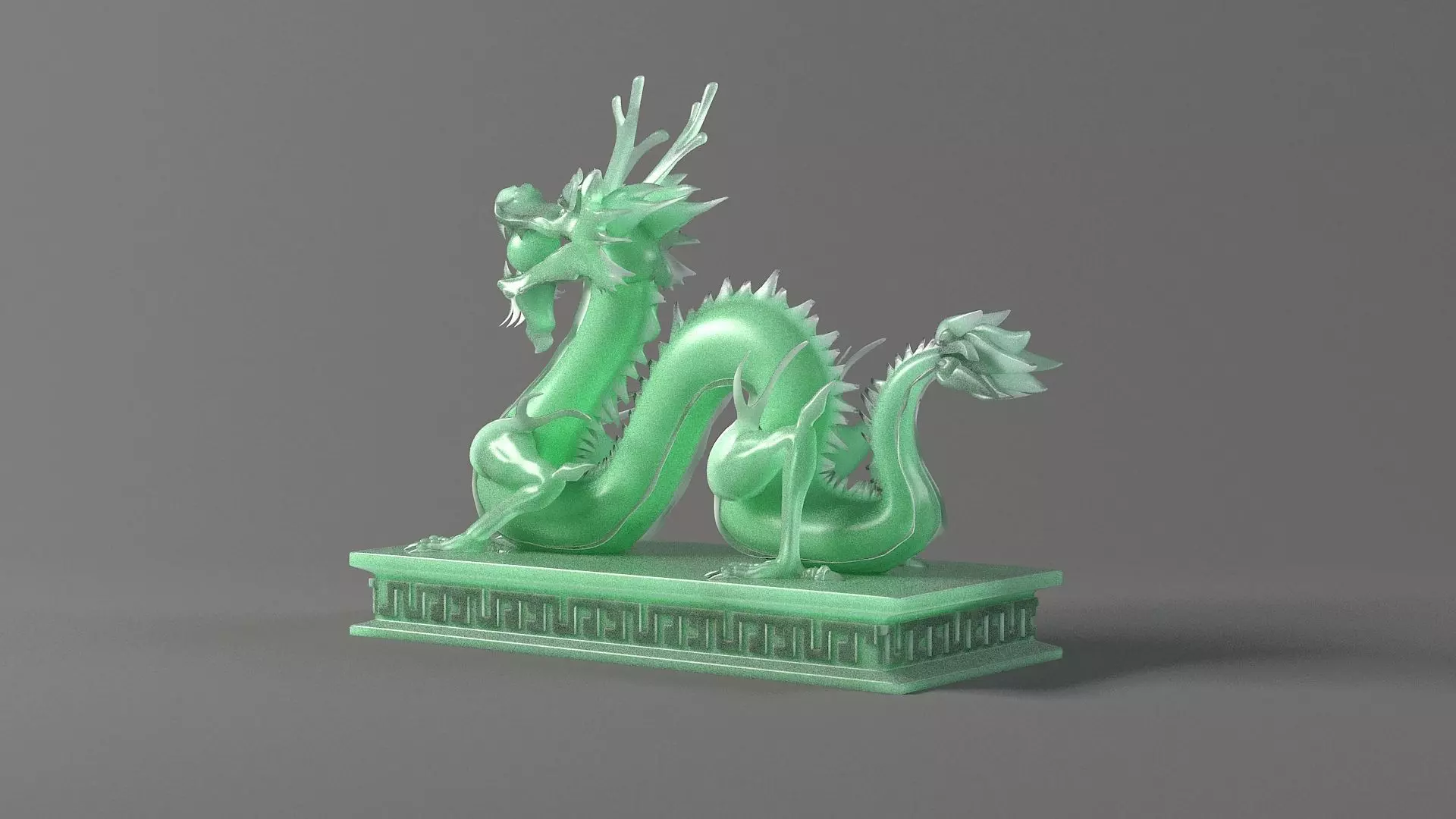carved model jade seal Panlong Dragons 3D model_0