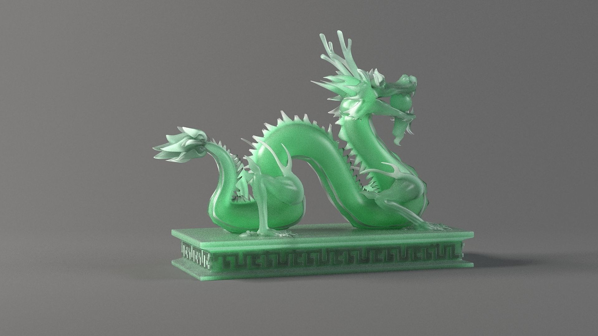 carved model jade seal Panlong Dragons 3D model_3
