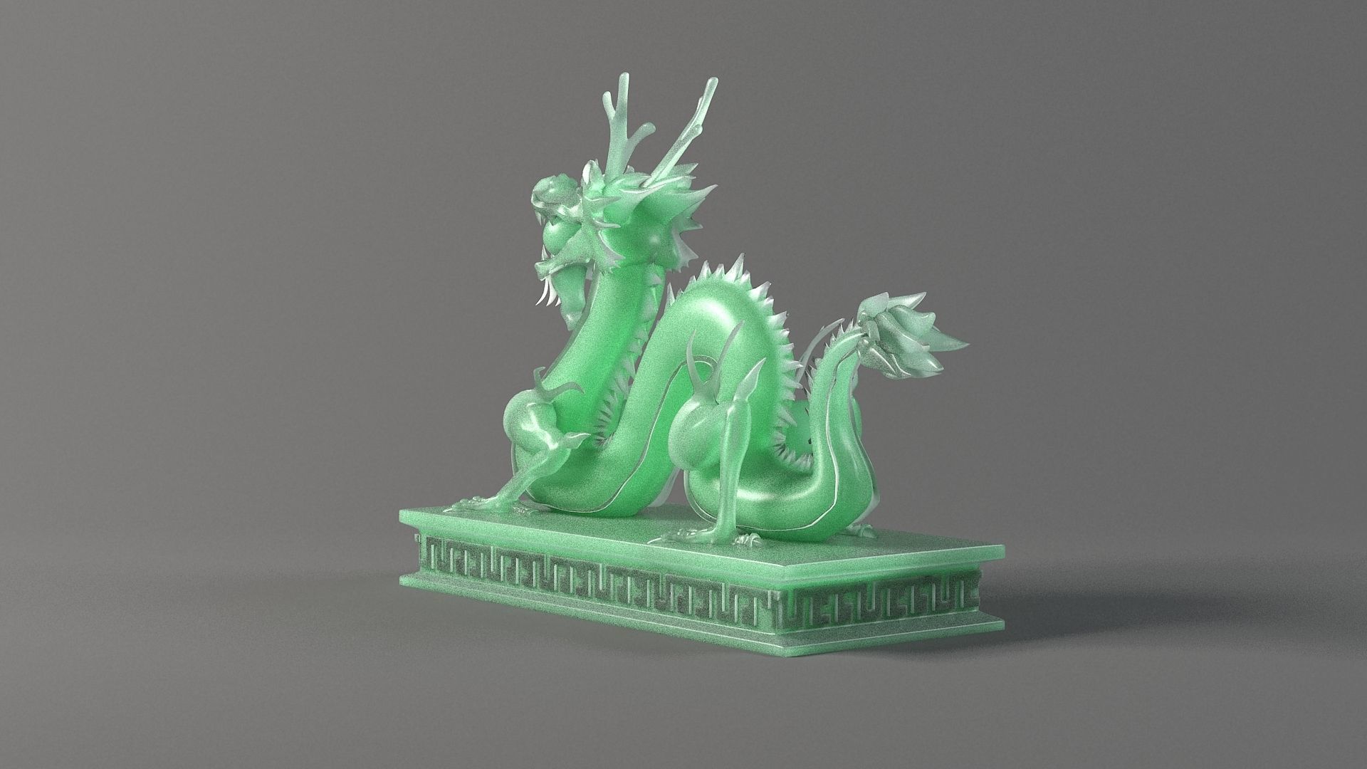 carved model jade seal Panlong Dragons 3D model_2