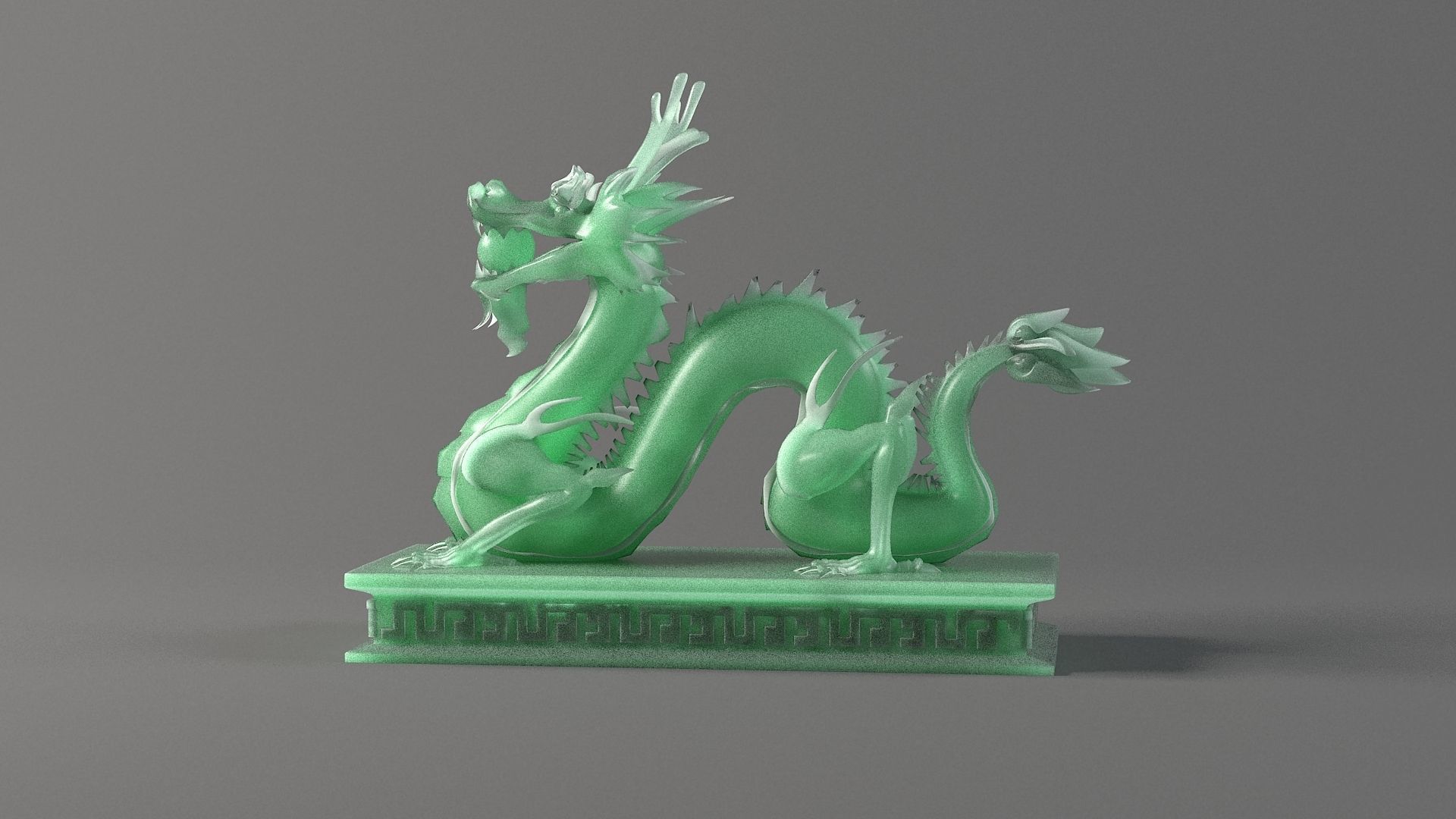 carved model jade seal Panlong Dragons 3D model_1