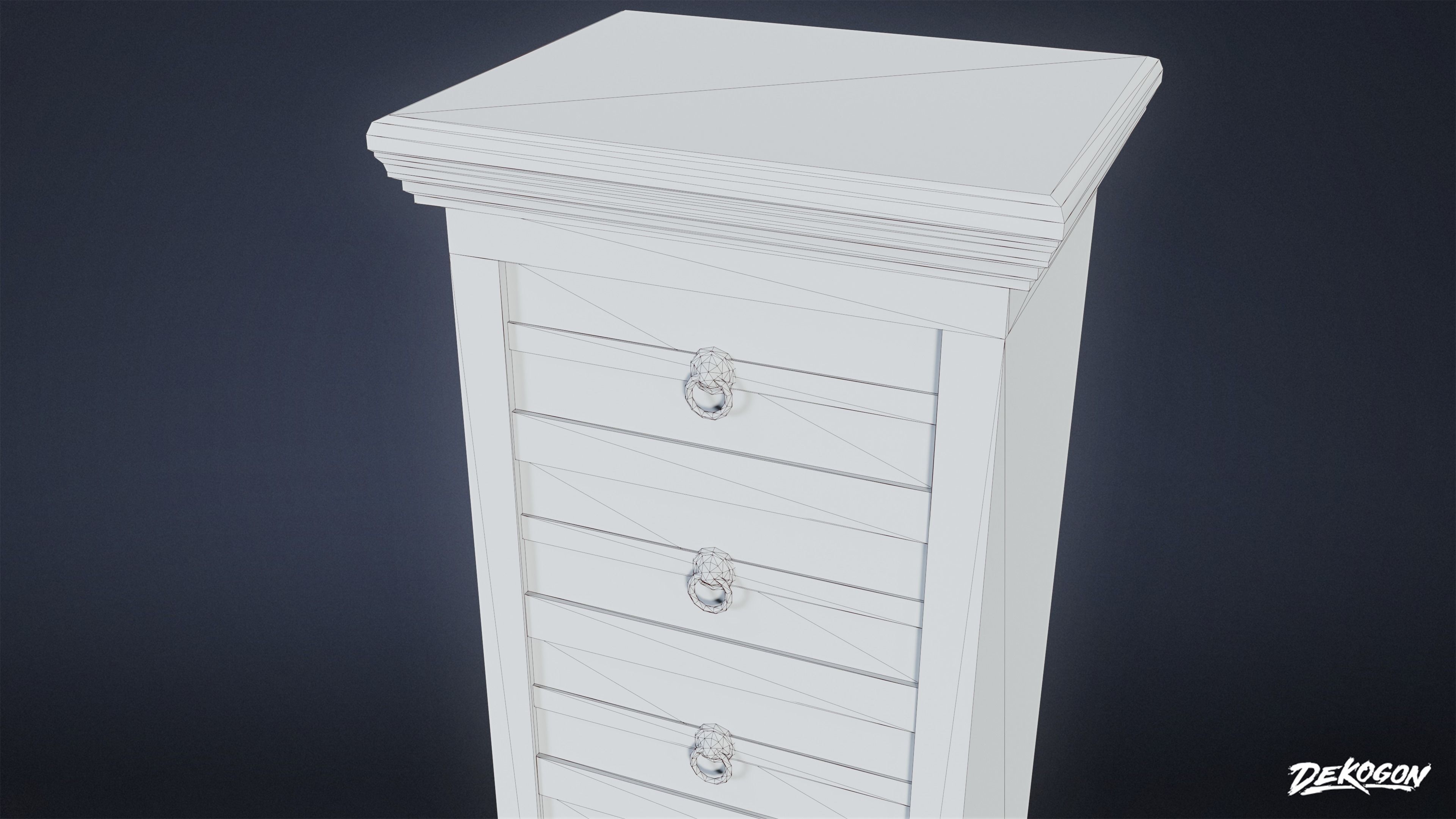 MEDIEVAL - Tall Dresser 02 - LOW POLY Low-poly 3D model_4
