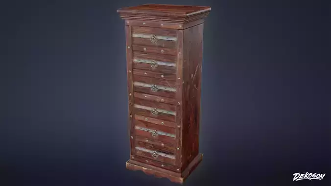 MEDIEVAL - Tall Dresser 02 - LOW POLY