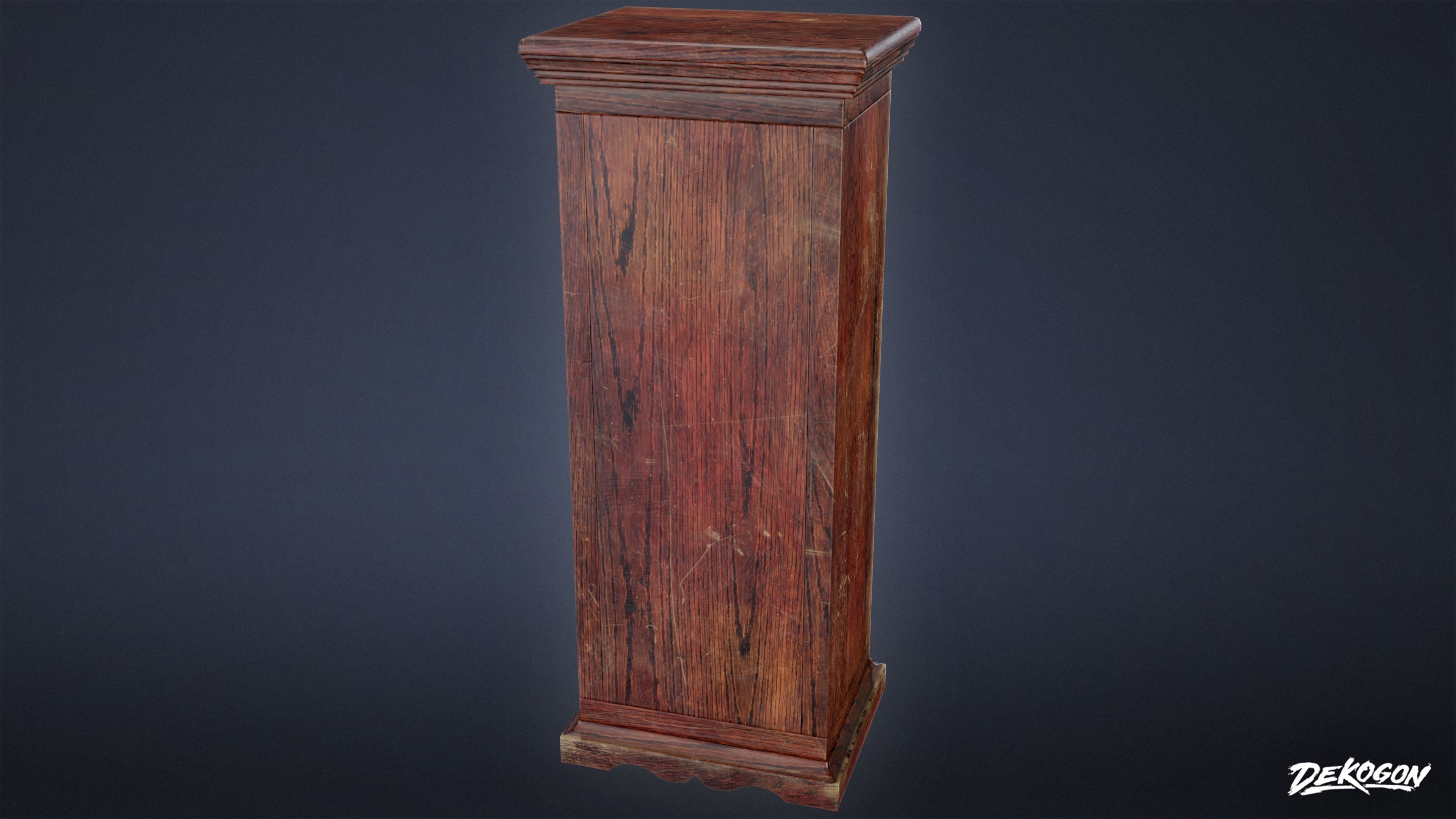 MEDIEVAL - Tall Dresser 02 - LOW POLY Low-poly 3D model_7