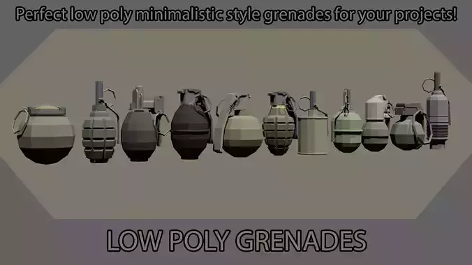 Low Poly Grenades Collection Low-poly 3D model