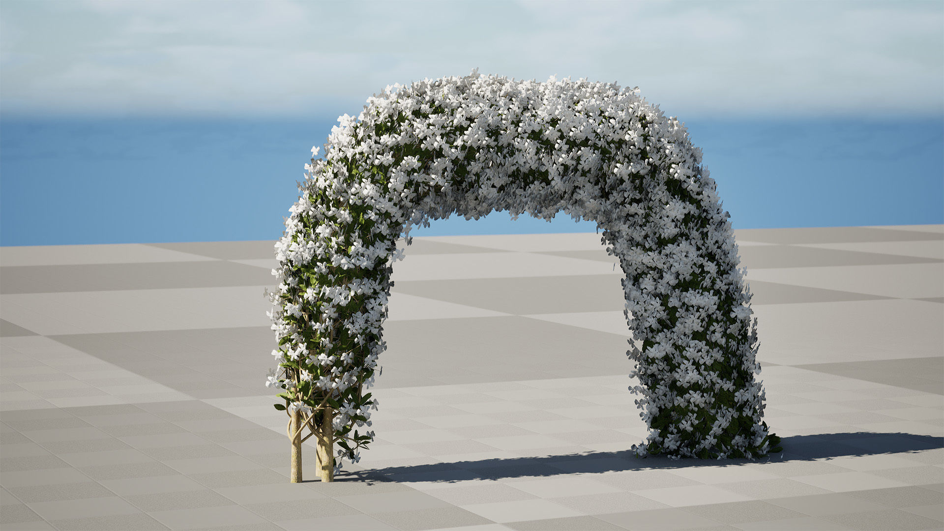 White Crepe Jasmine Arch 3D Asset Low-poly 3D model_3