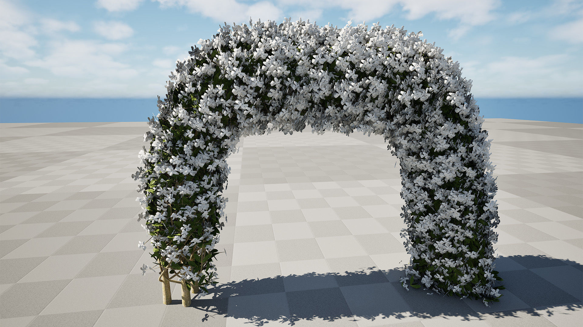 White Crepe Jasmine Arch 3D Asset Low-poly 3D model_2