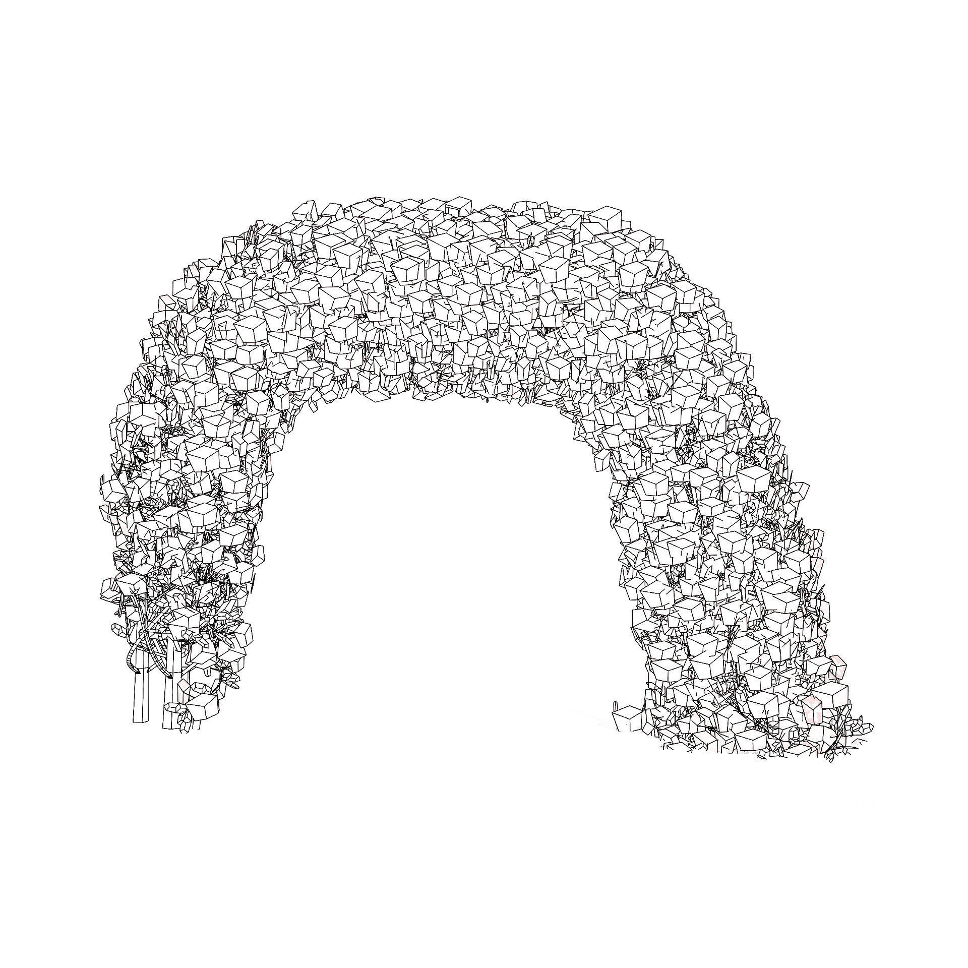 White Crepe Jasmine Arch 3D Asset Low-poly 3D model_7