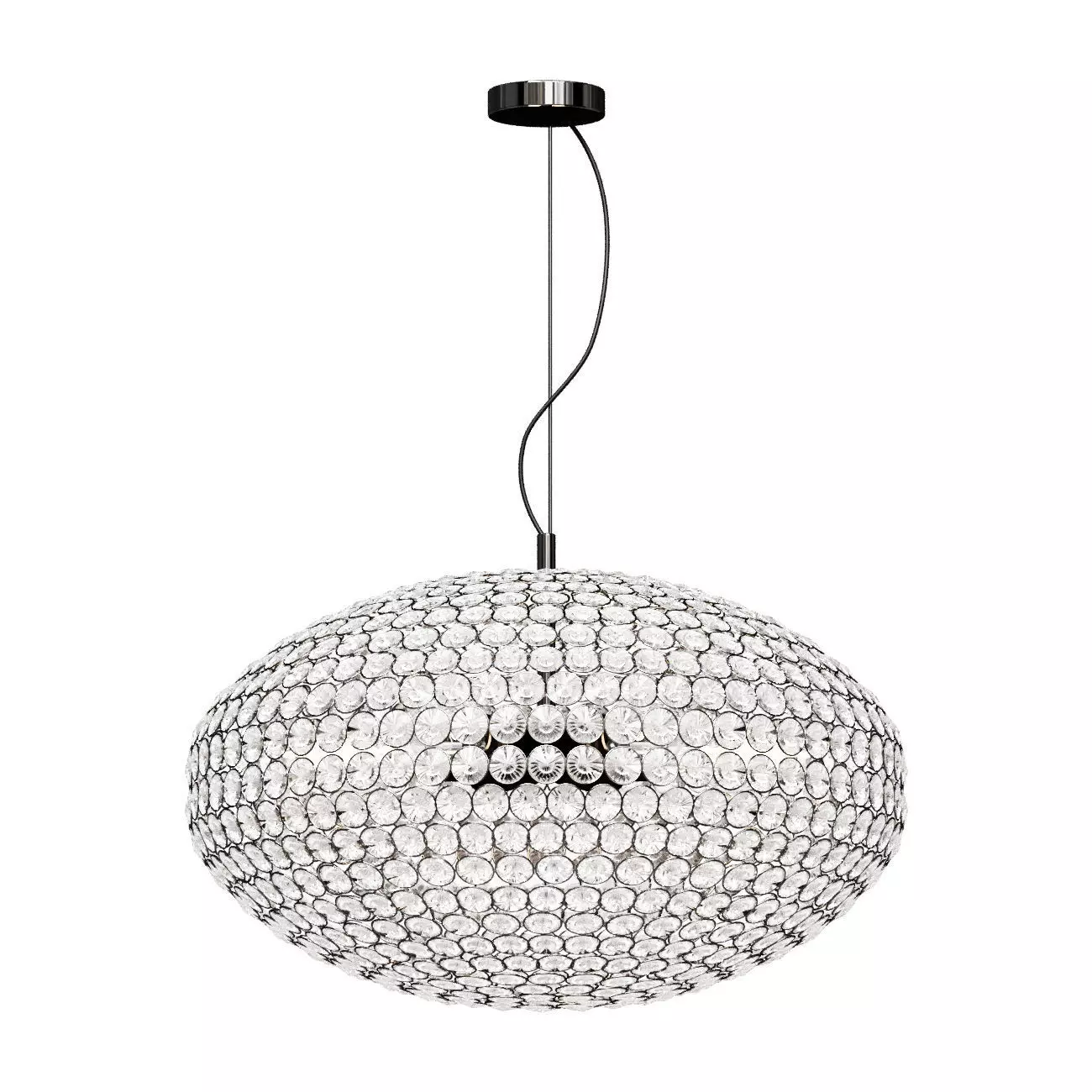 Crystal Oval chandelier made of crystal 3D model_0