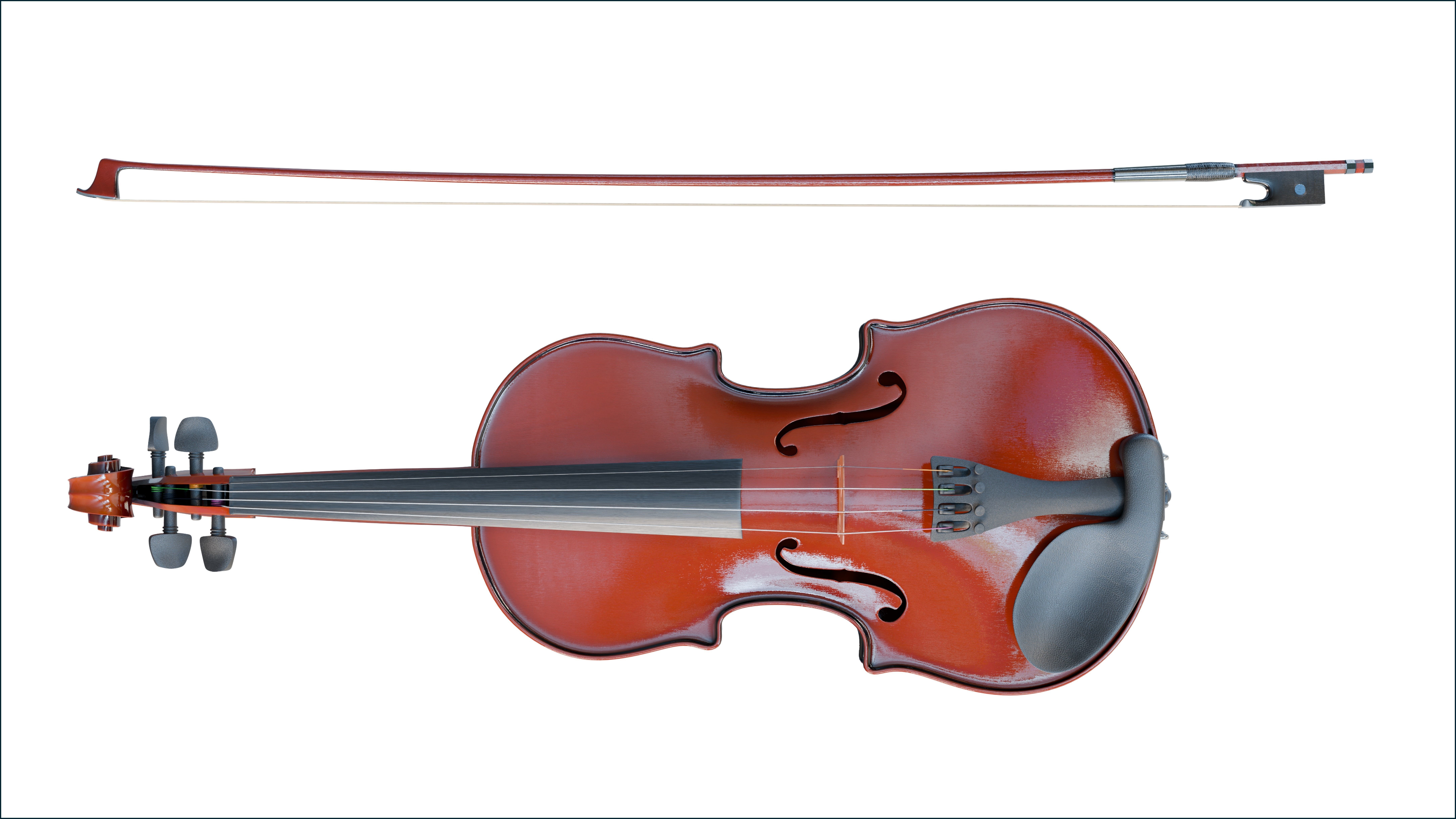 Violin and Bow Full size 3D model_1