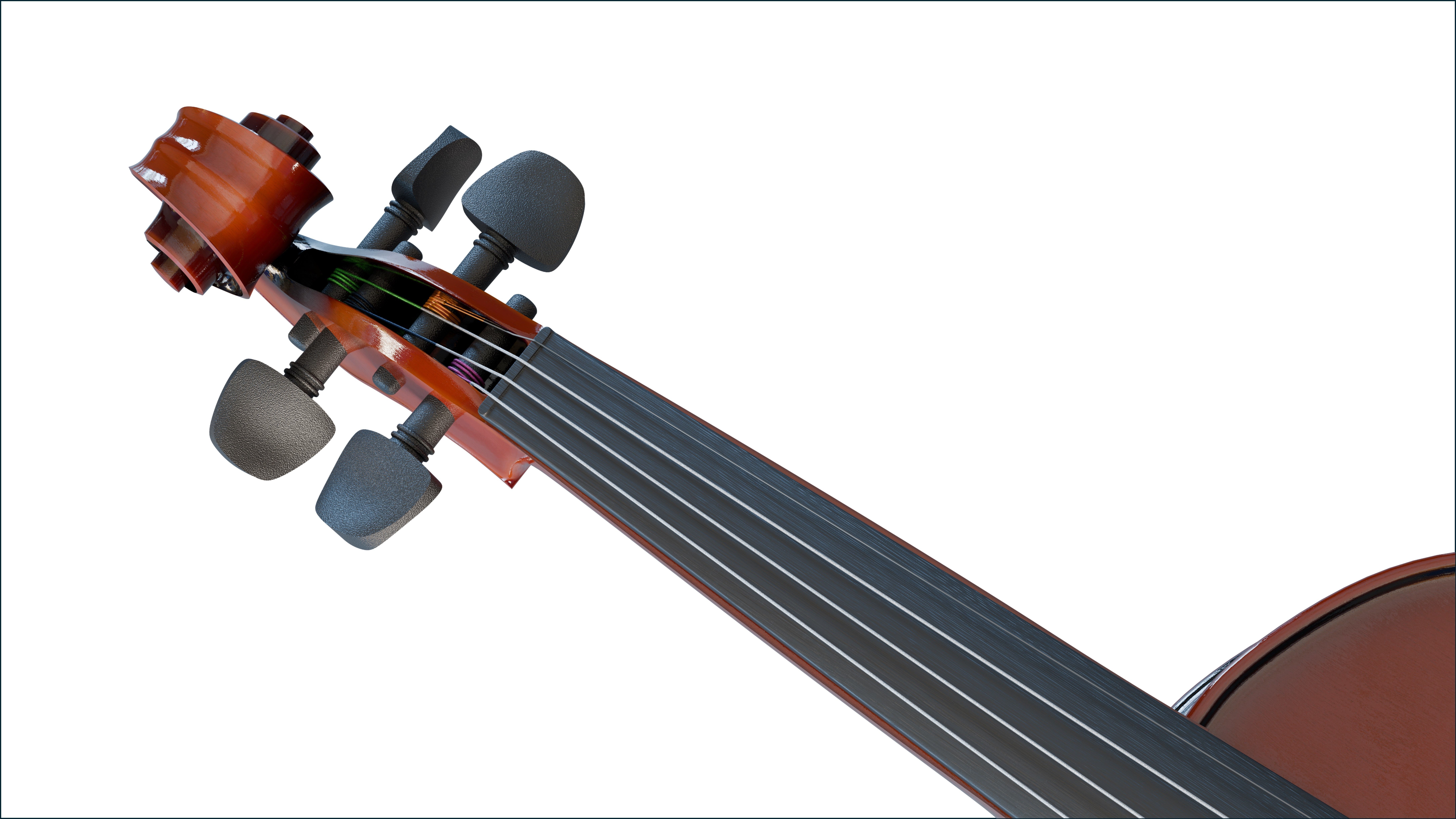 Violin and Bow Full size 3D model_4