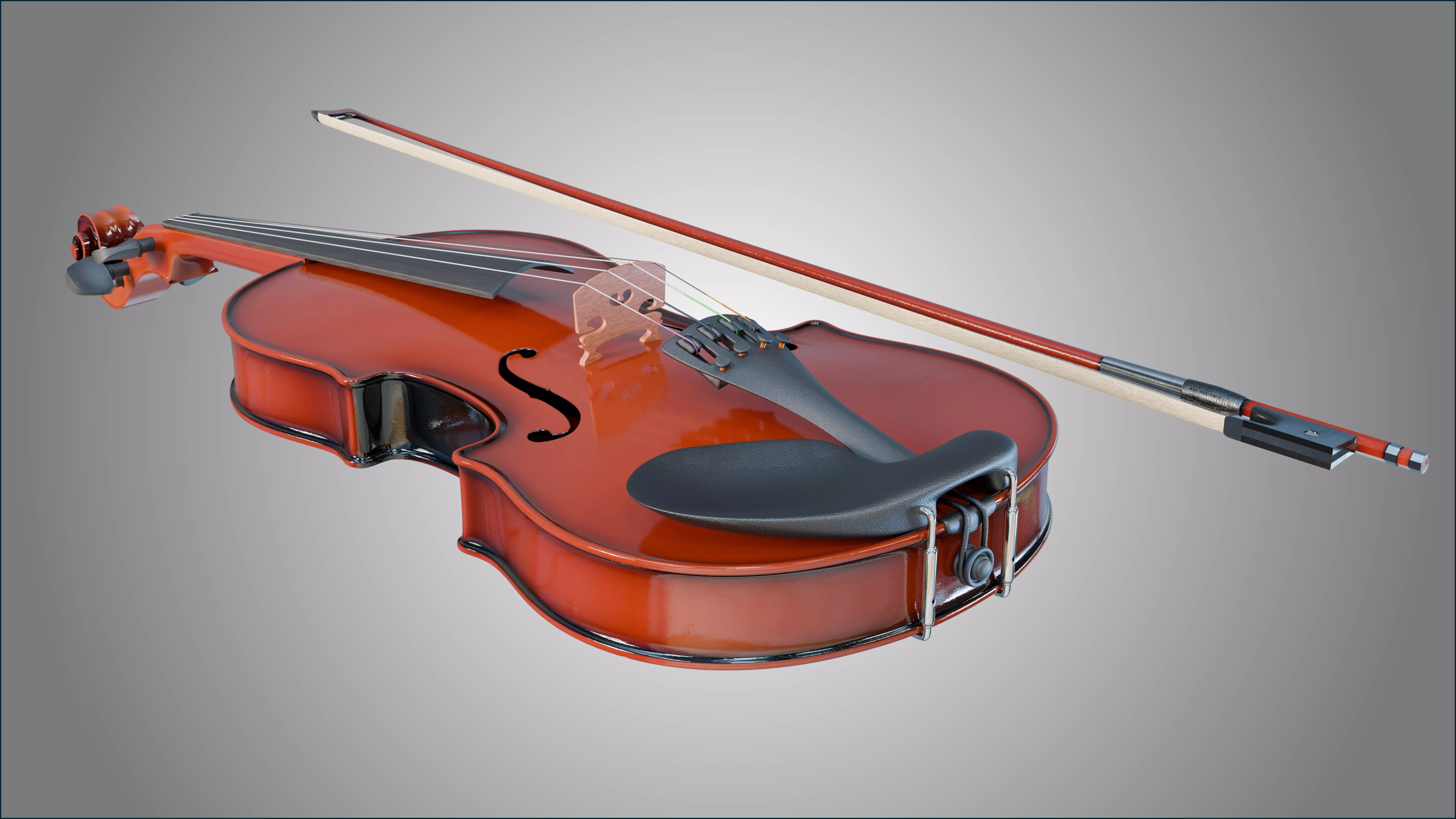 Violin and Bow Full size 3D model_0