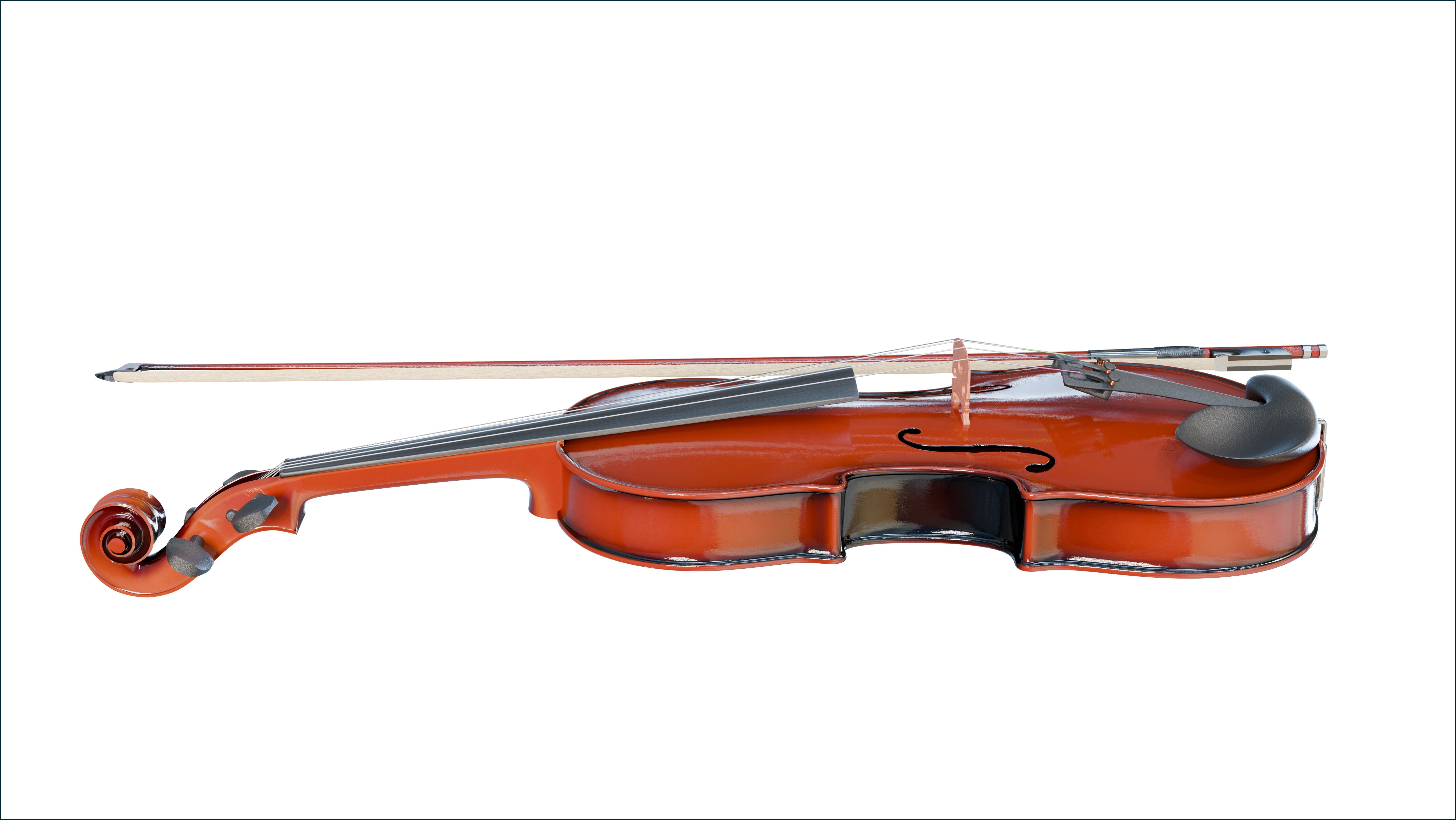 Violin and Bow Full size 3D model_2