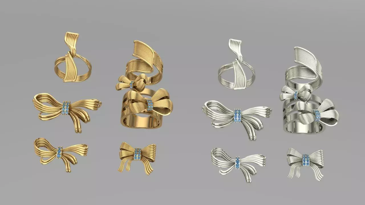 Bow tie design Half set 3D print model