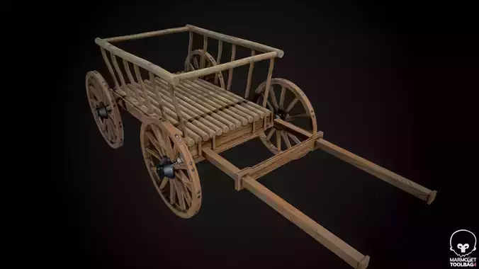 Medieval Wooden Horse Cart Variation 1 - Low Poly And Game Ready