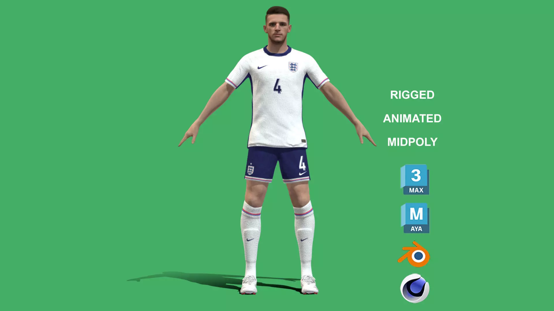 3D Rigged Declan Rice England Euro 2024 3D model