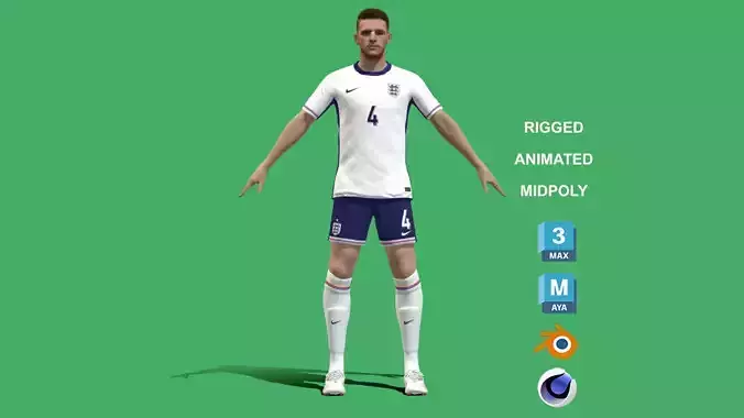 3D Rigged Declan Rice England Euro 2024