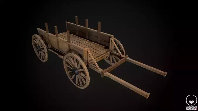 Medieval Wooden Horse Cart Variation 2 - Low Poly And Game Ready
